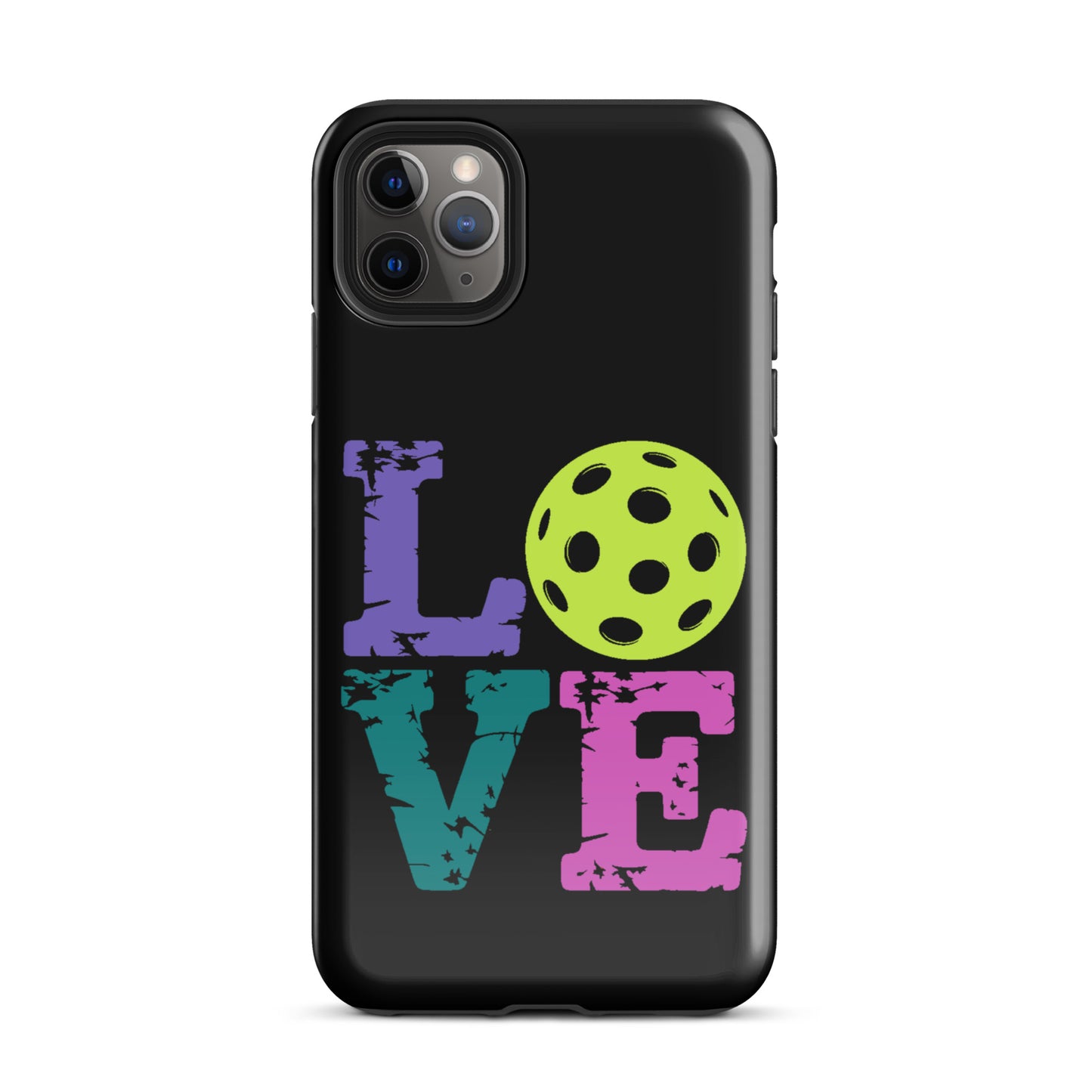 Phone Case for iPhone with LOVE design featuring a pickleball for pickleball fans, bold and playful accessory.