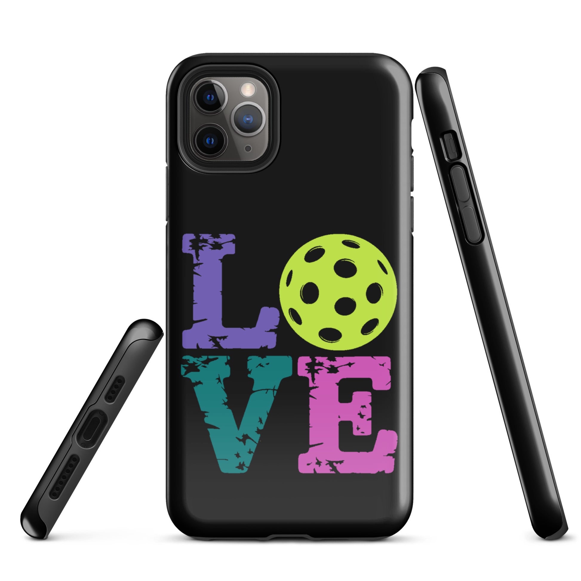 Phone Case for iPhone with love design featuring a pickleball, perfect for pickleball fans, cute and playful accessory.