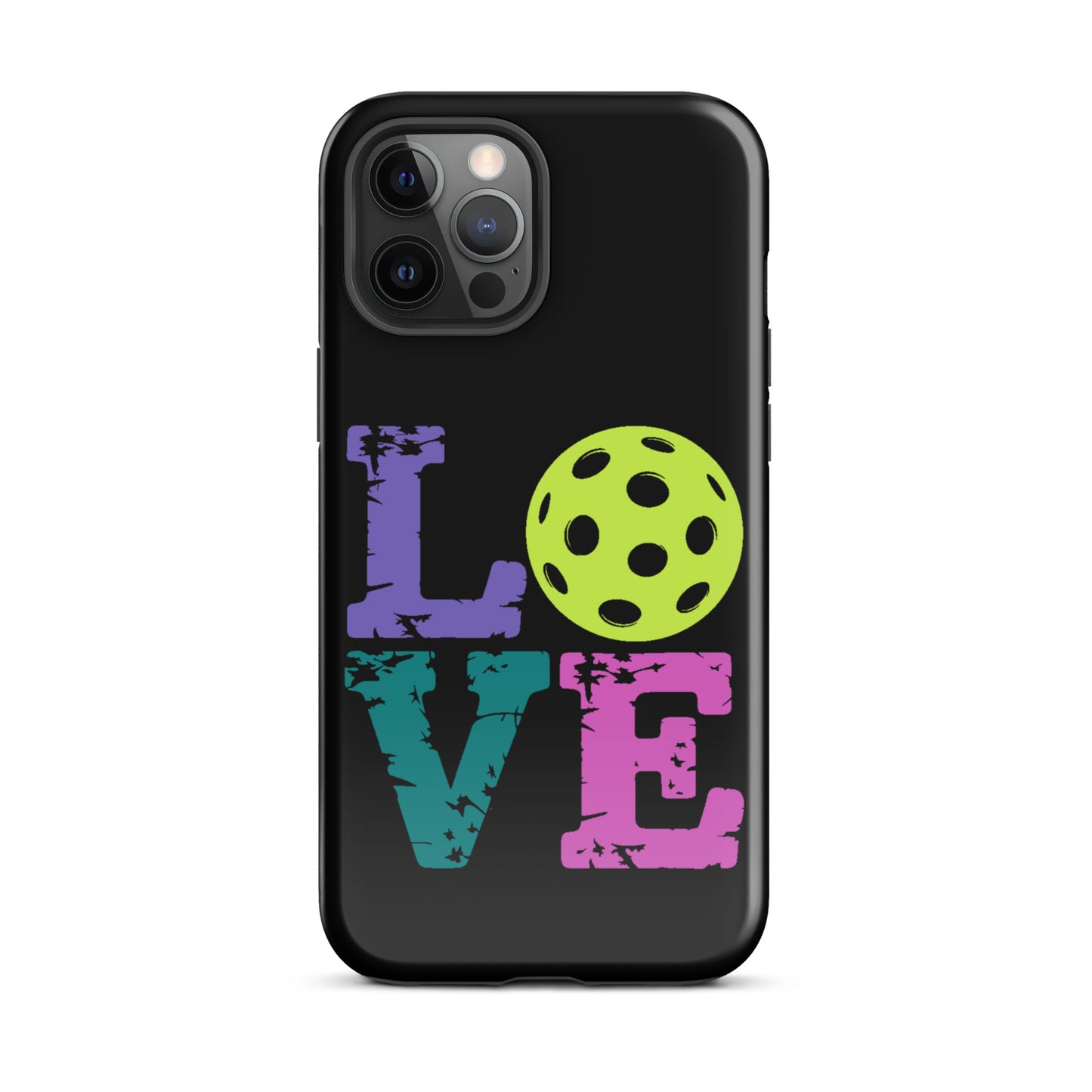 Phone Case for iPhone with LOVE design featuring a pickleball for pickleball fans.