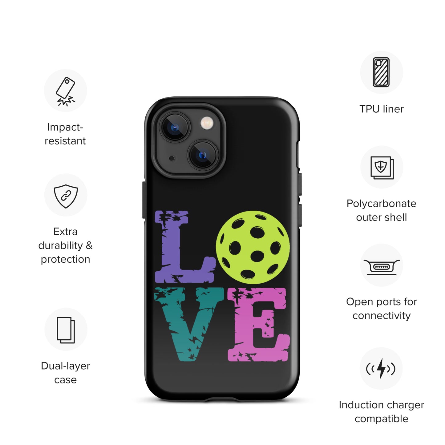 Phone Case for iPhone with Love Design featuring Pickleball for Fans