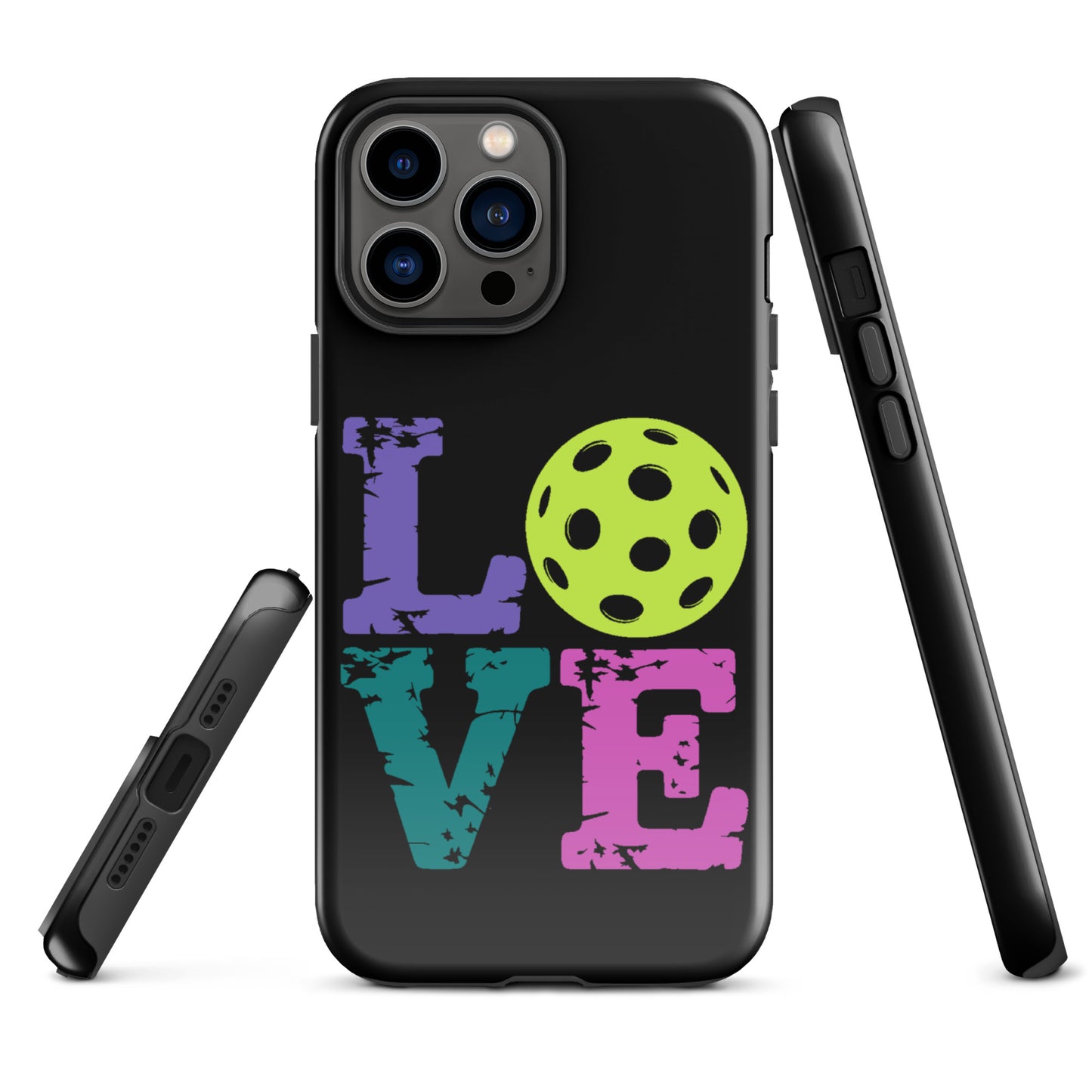 Phone Case for iPhone with LOVE design featuring pickleball for pickleball fans.