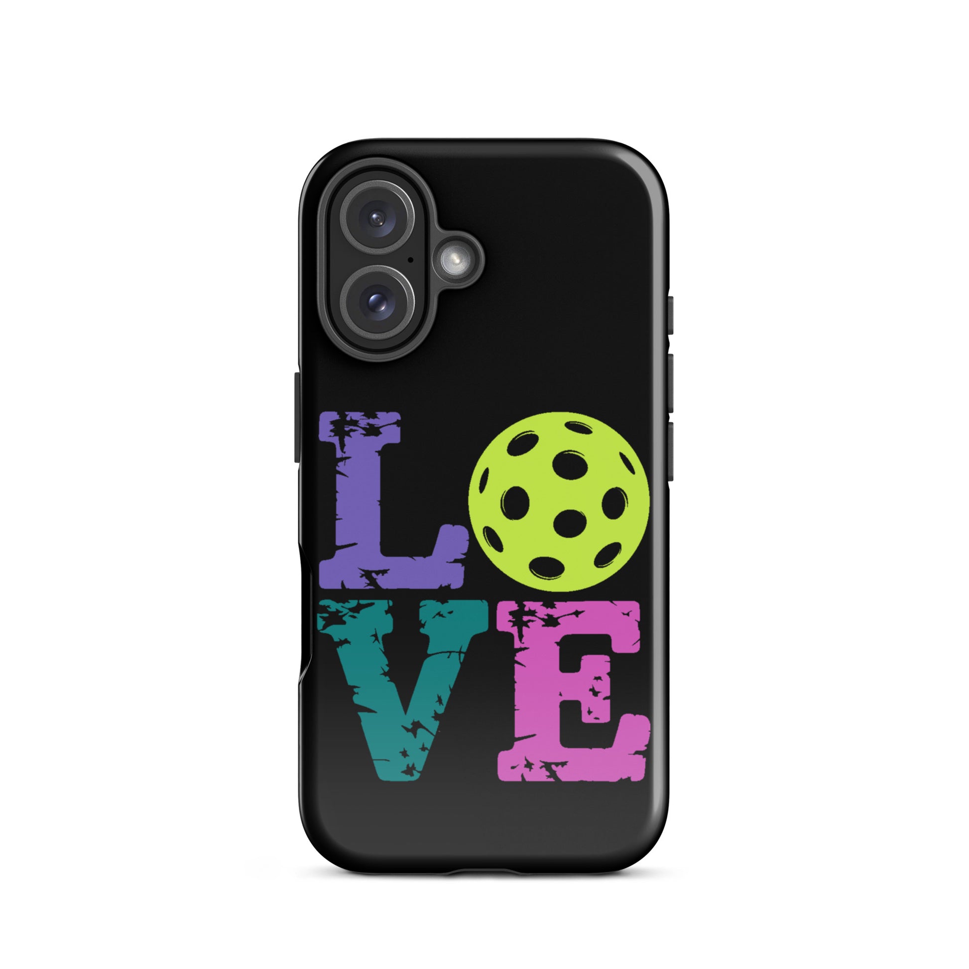 Phone Case with LOVE design featuring a pickleball for iPhone, ideal for pickleball fans.