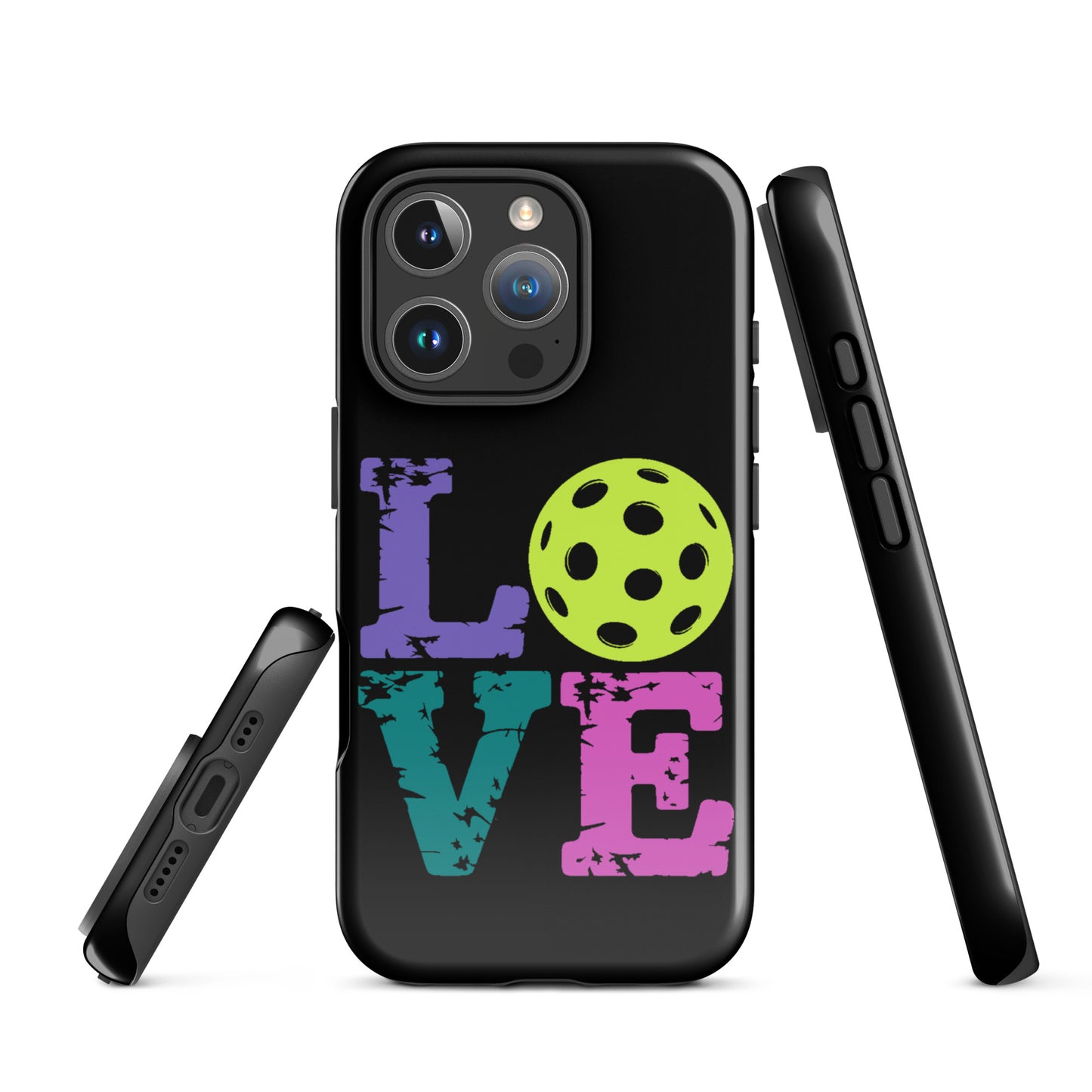 Phone Case for iPhone with Love Design featuring a pickleball instead of an 'O', perfect for pickleball fans.