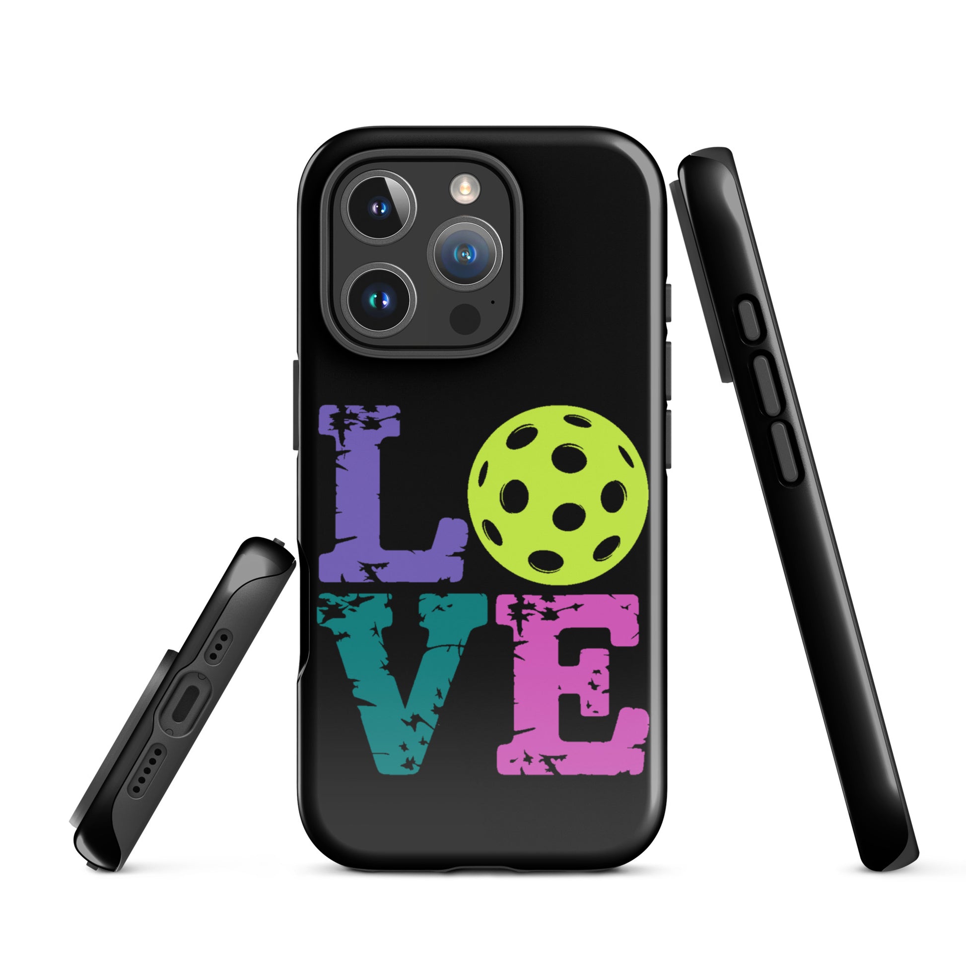 Phone Case for iPhone with Love Design featuring a pickleball instead of an 'O', perfect for pickleball fans.