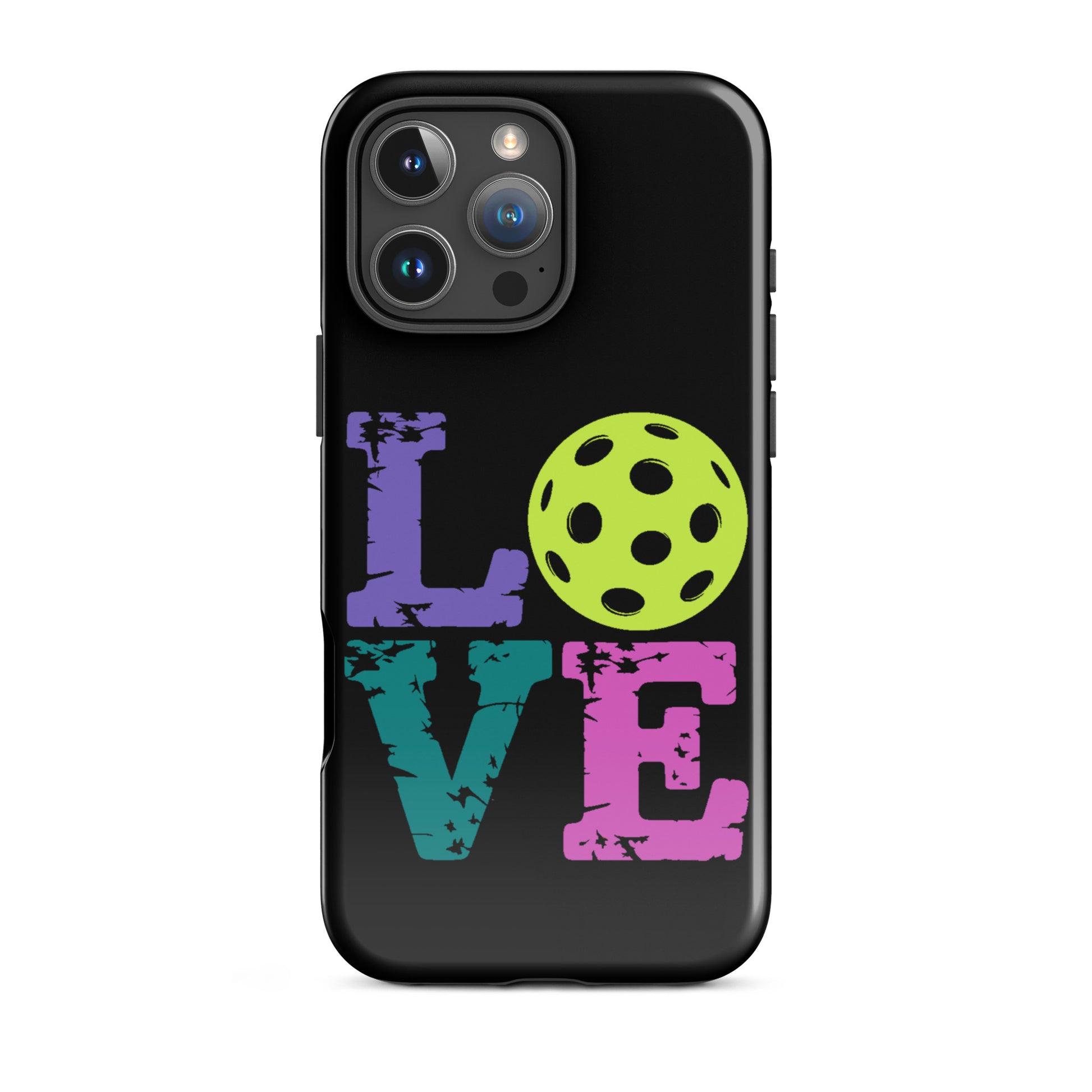 Phone Case for iPhone with LOVE design featuring a pickleball in place of the 'O', perfect for pickleball fans.