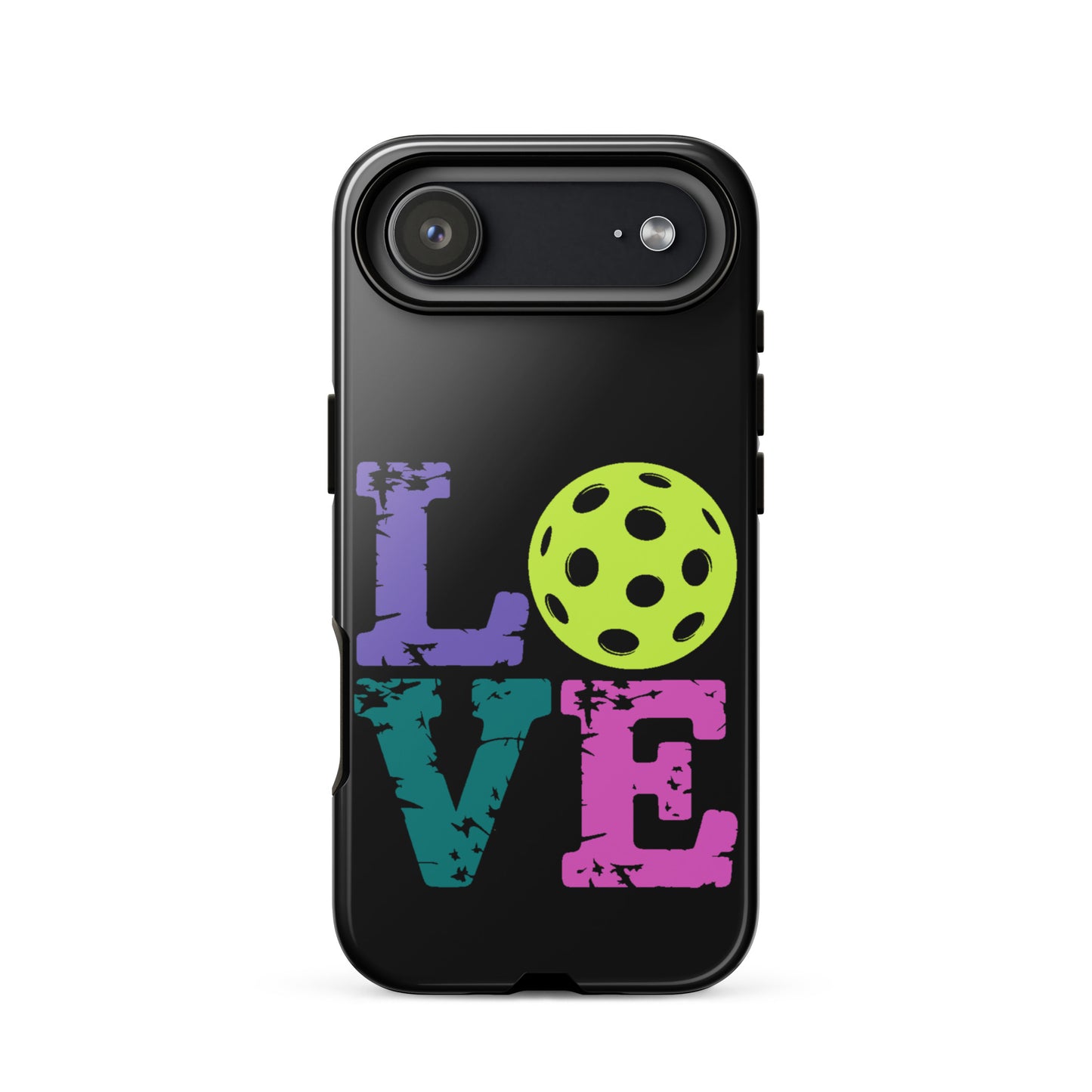 Phone Case for iPhone with LOVE design featuring a pickleball, perfect for pickleball fans' style and protection.