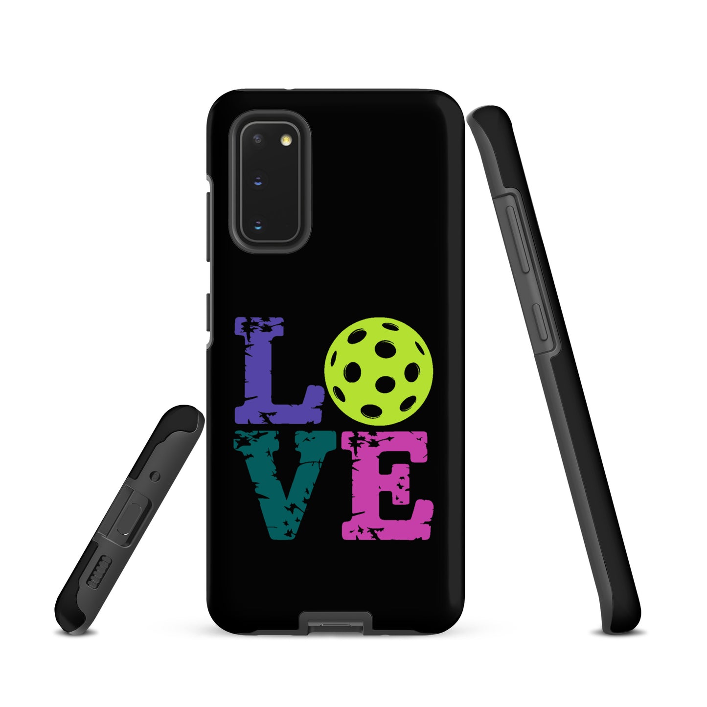 Phone Case for Samsung Galaxy with LOVE design featuring a pickleball for pickleball fans.