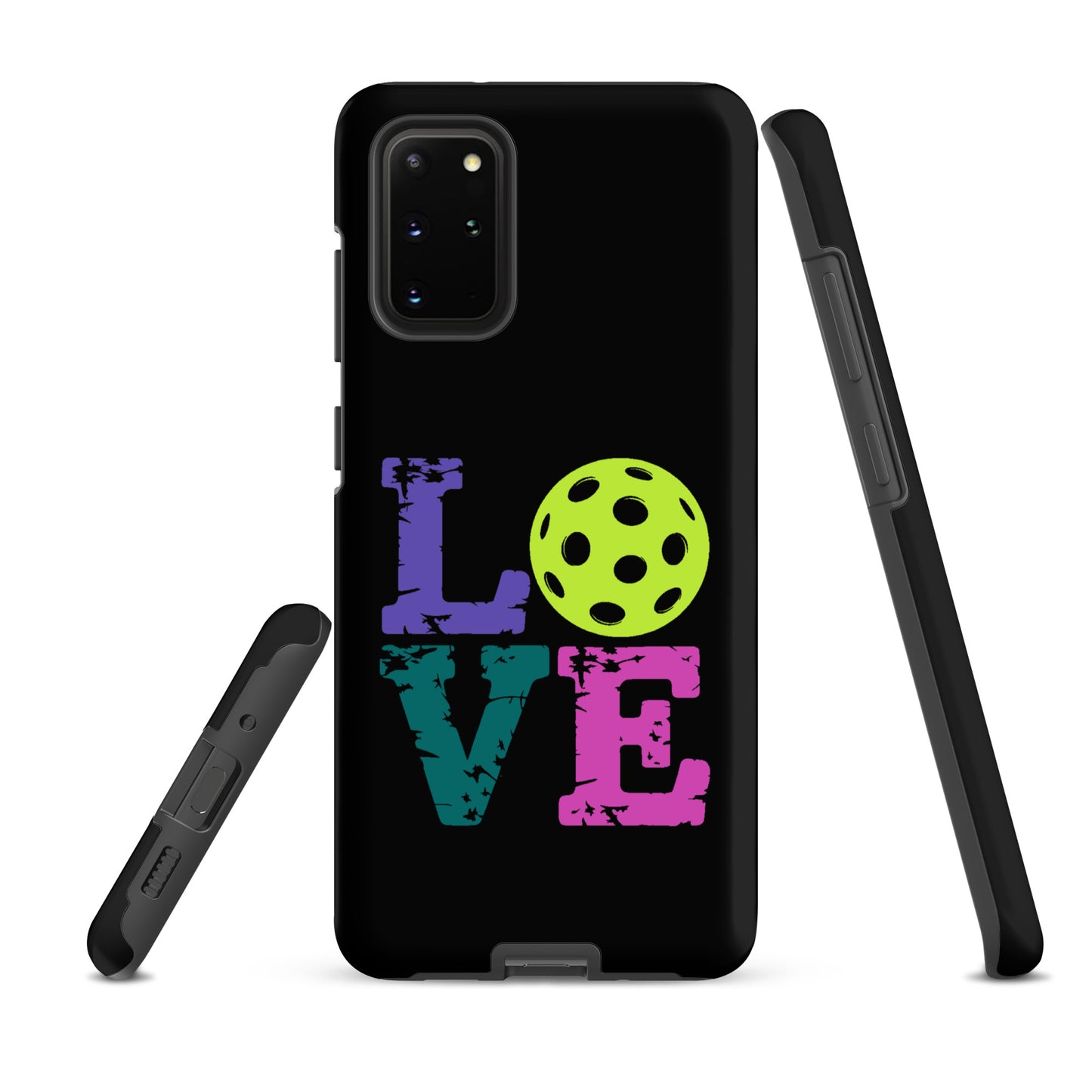 Phone Case for Samsung Galaxy with LOVE design featuring a pickleball, perfect for pickleball fans.