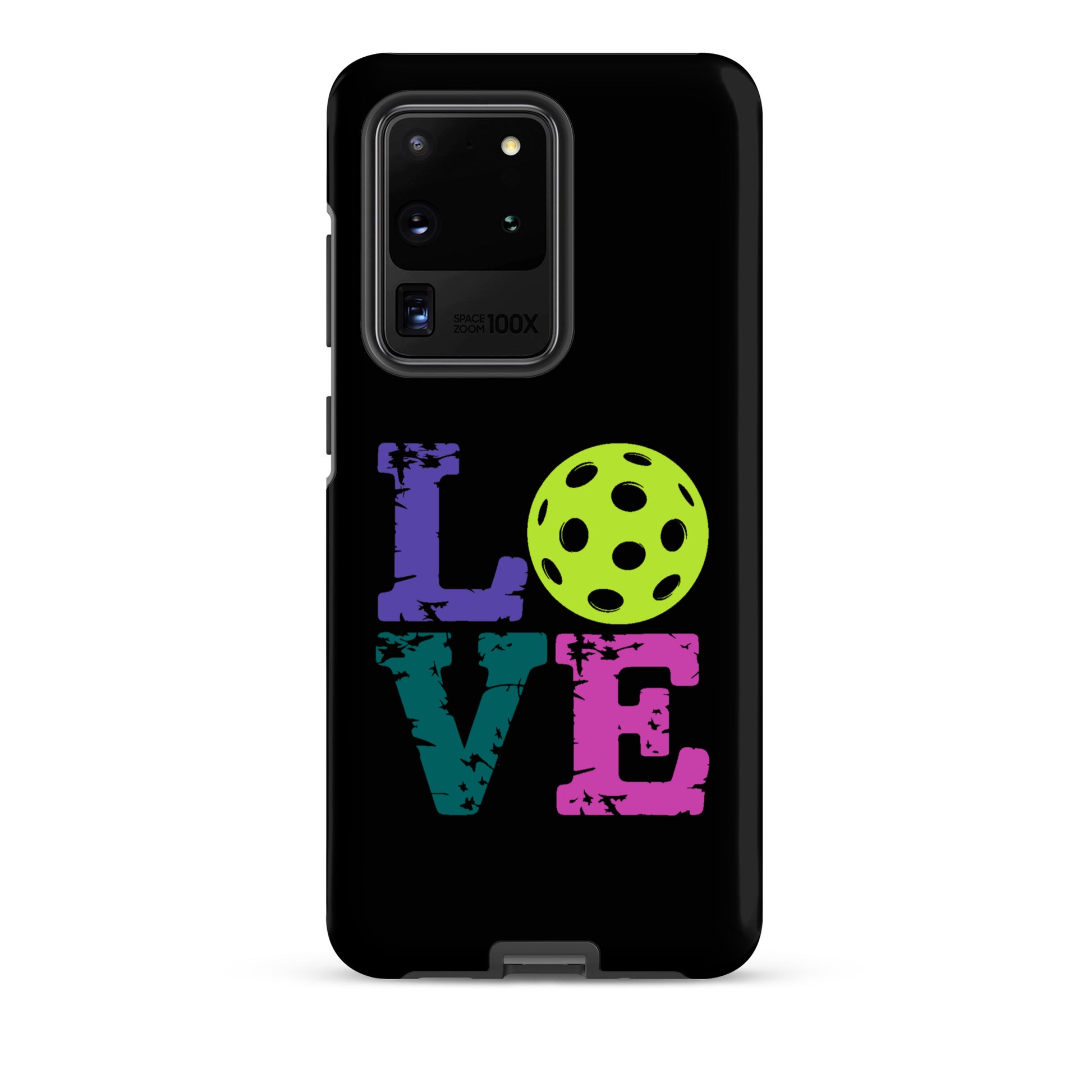 Phone Case for Samsung Galaxy with LOVE design featuring a pickleball for pickleball fans.
