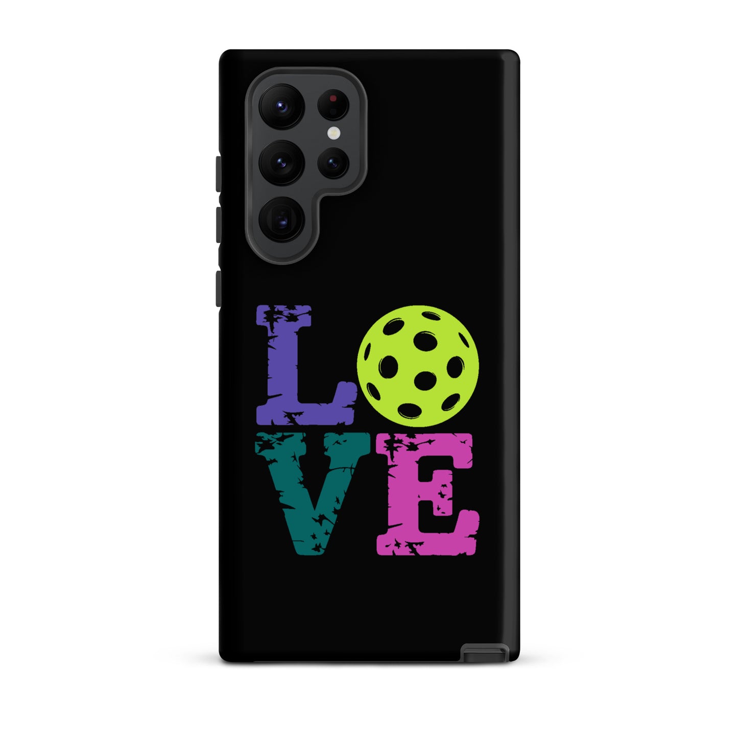 Phone Case for Samsung Galaxy with LOVE design featuring a pickleball, perfect for pickleball fans.