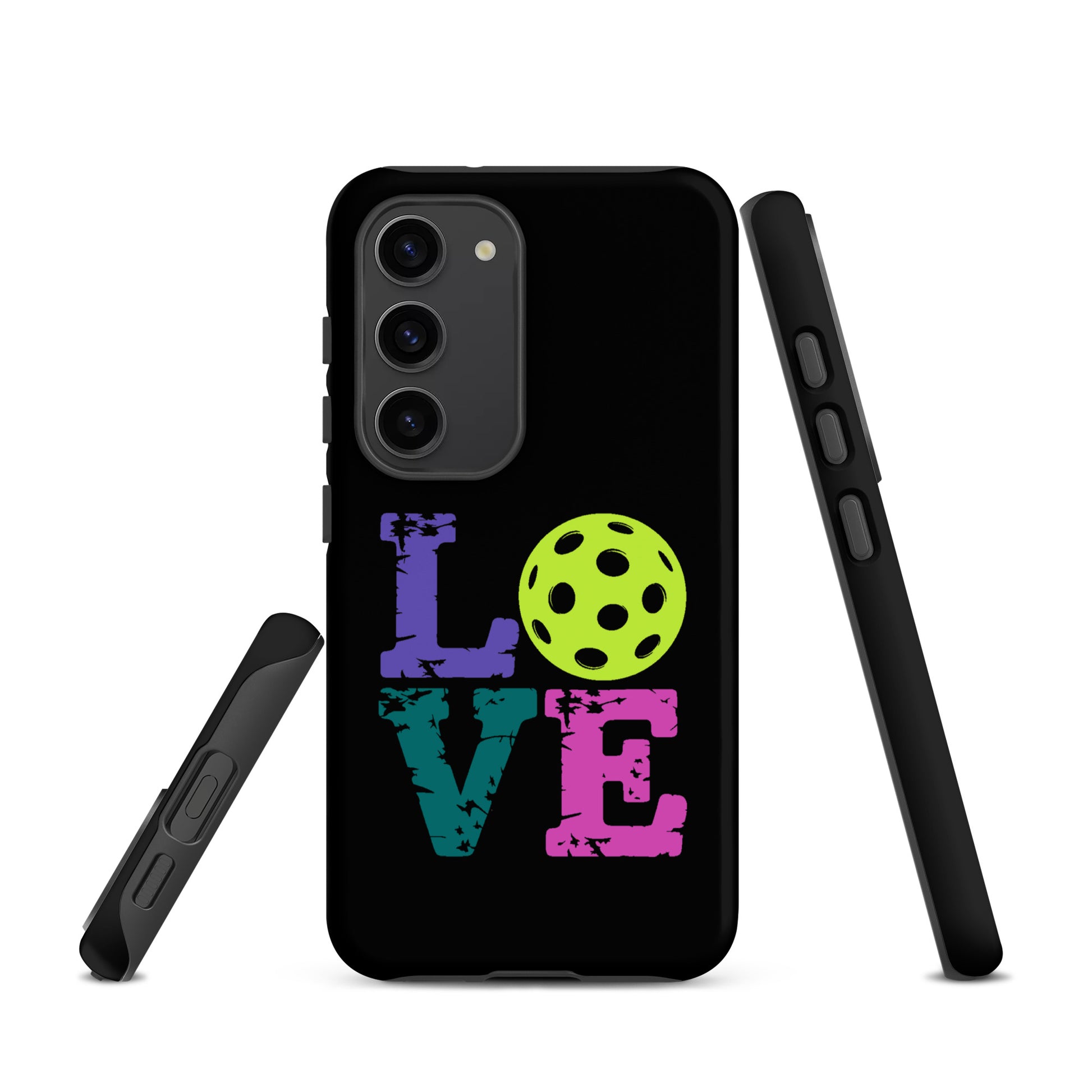 Phone Case for Samsung Galaxy with Love Design featuring a pickleball, perfect for pickleball fans.