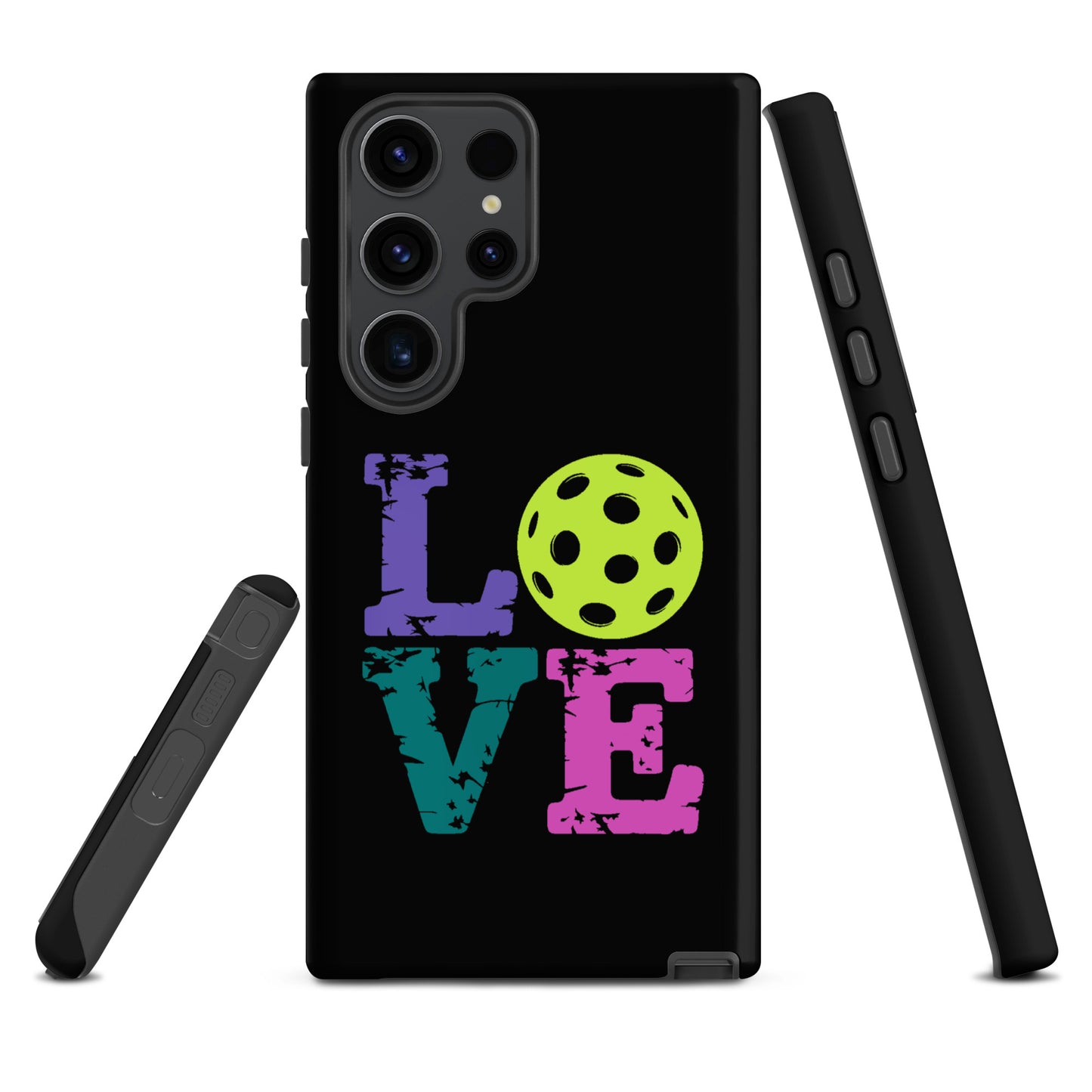 Phone Case for Samsung Galaxy with LOVE design featuring a pickleball for pickleball fans.