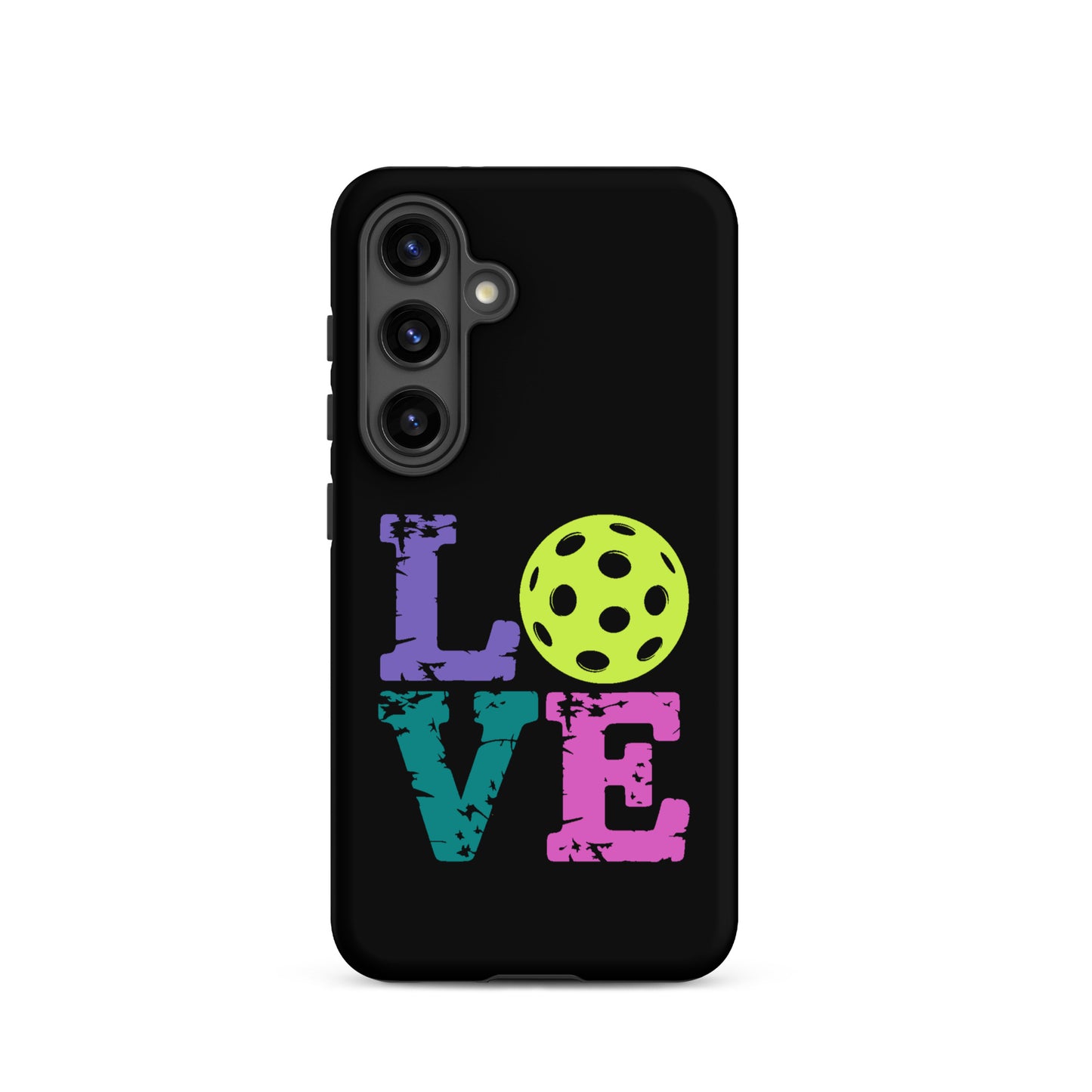 Phone Case for Samsung Galaxy with LOVE design featuring a pickleball, perfect for pickleball fans.