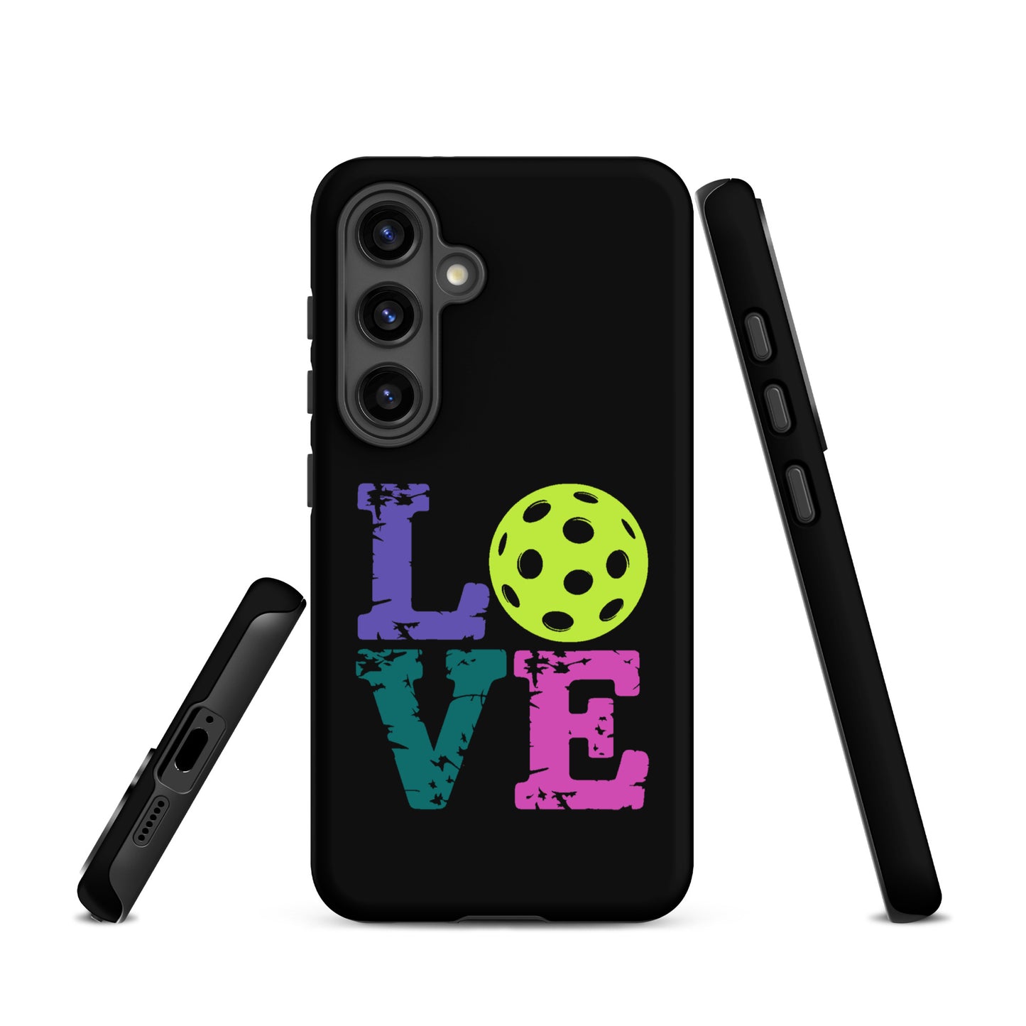 Phone Case for Samsung Galaxy with LOVE design featuring a pickleball for pickleball fans.