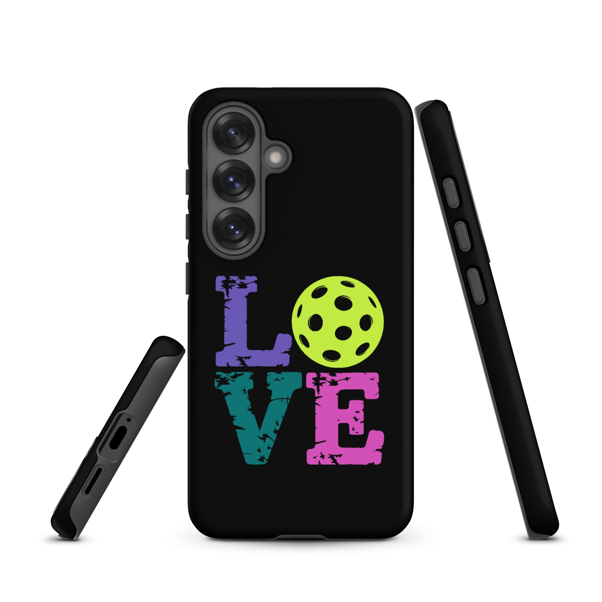 Phone Case for Samsung Galaxy with LOVE and pickleball design, perfect for pickleball fans.