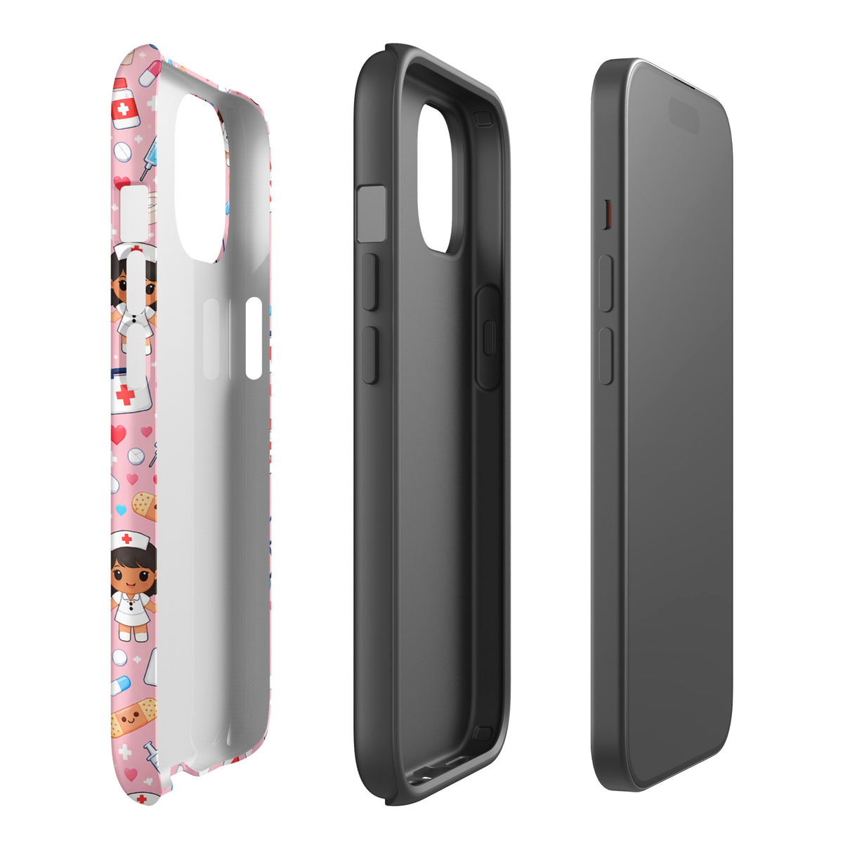 Phone Case featuring kawaii nurse medical pattern for iPhone, with adorable nurse characters, stethoscopes, and cheerful designs.