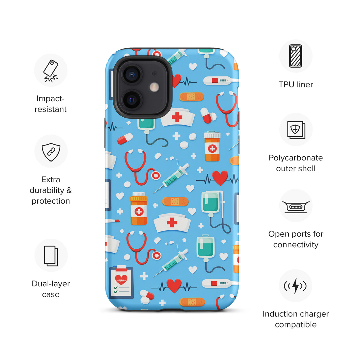 Phone Case for iPhone with Colorful Medical Care Design
