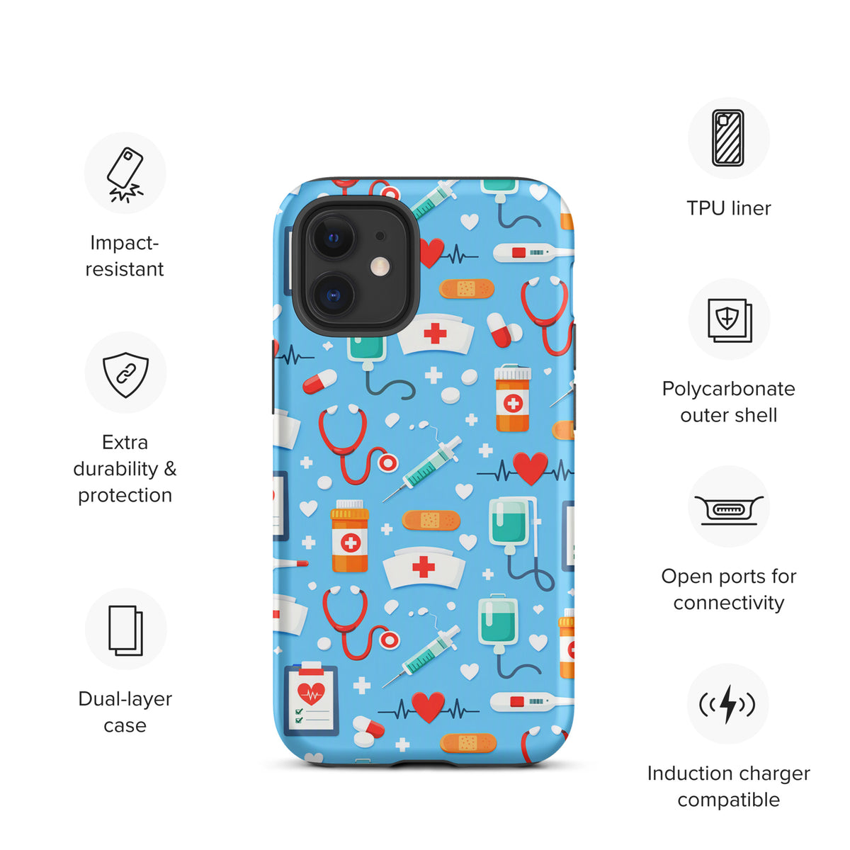 Phone Case for iPhone with Colorful Medical Care Design