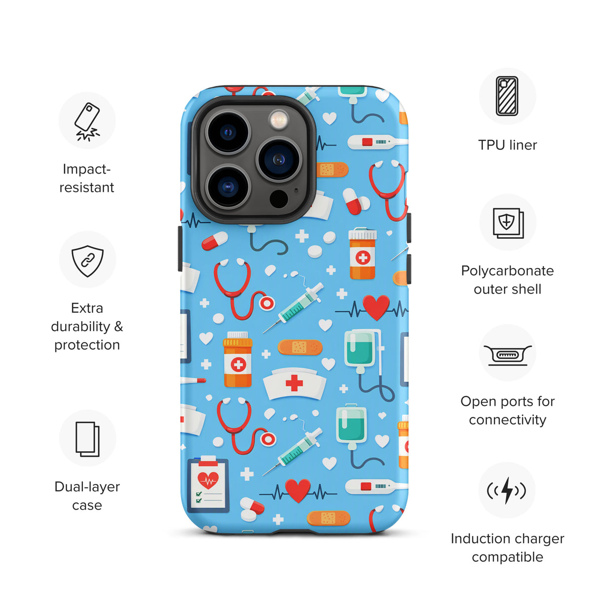 Phone Case for iPhone with Colorful Medical Care Design