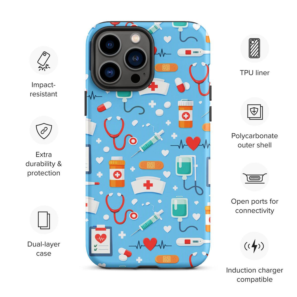 Phone Case for iPhone with Colorful Medical Care Design