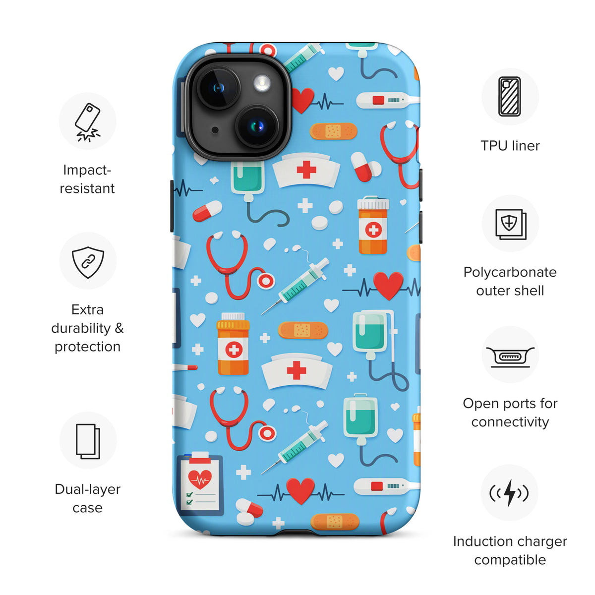 Phone Case for iPhone with Colorful Medical Care Design