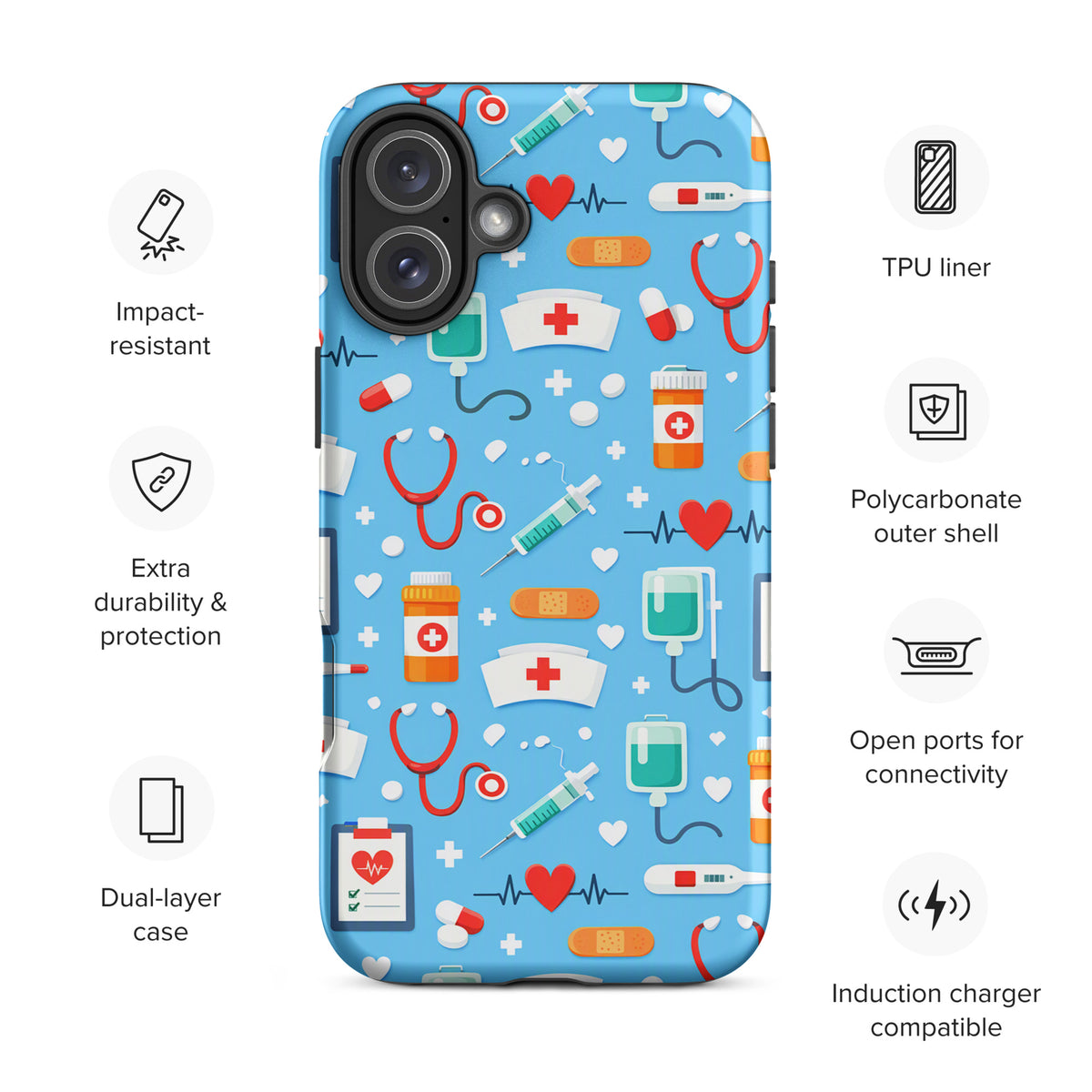 Phone Case for iPhone with Colorful Medical Care Design