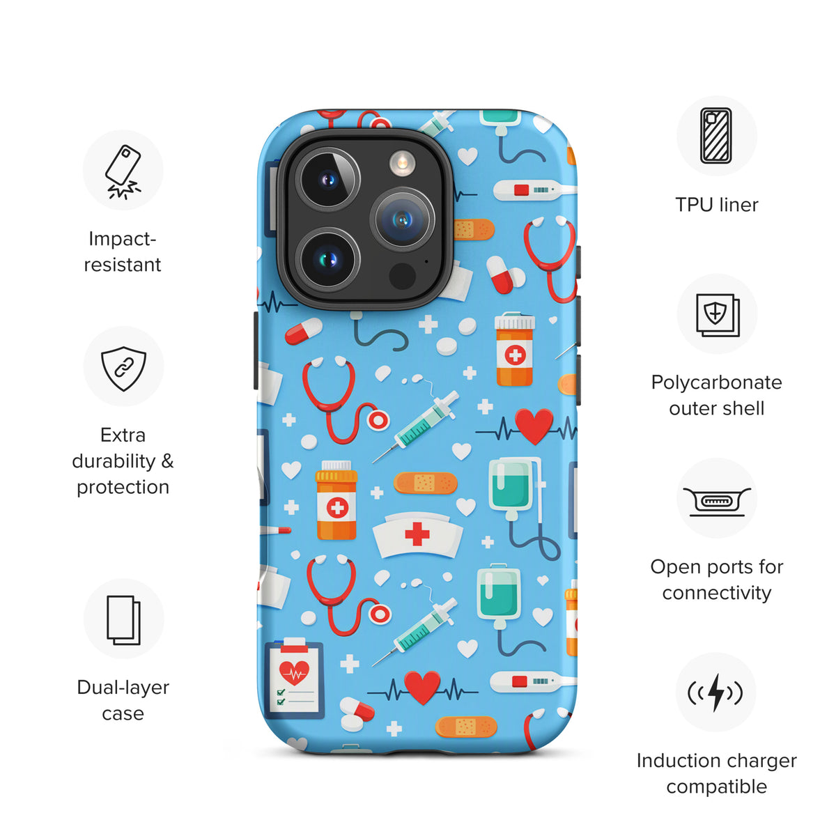 Phone Case for iPhone with Colorful Medical Care Design