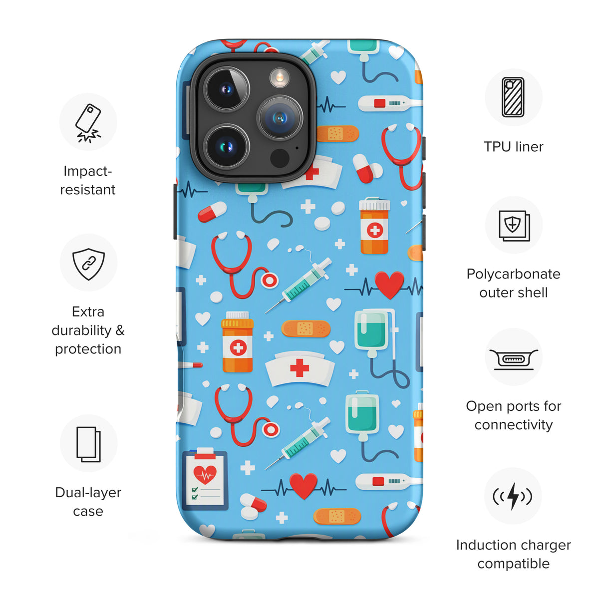 Phone Case for iPhone with Colorful Medical Care Design