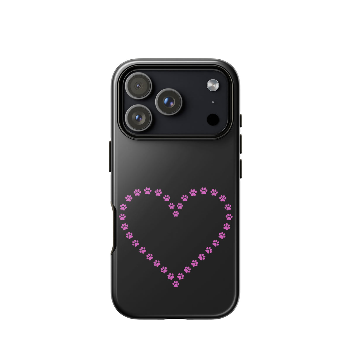 Phone Case for iPhone with cute pink paw print heart design for pet lovers and animal enthusiasts.