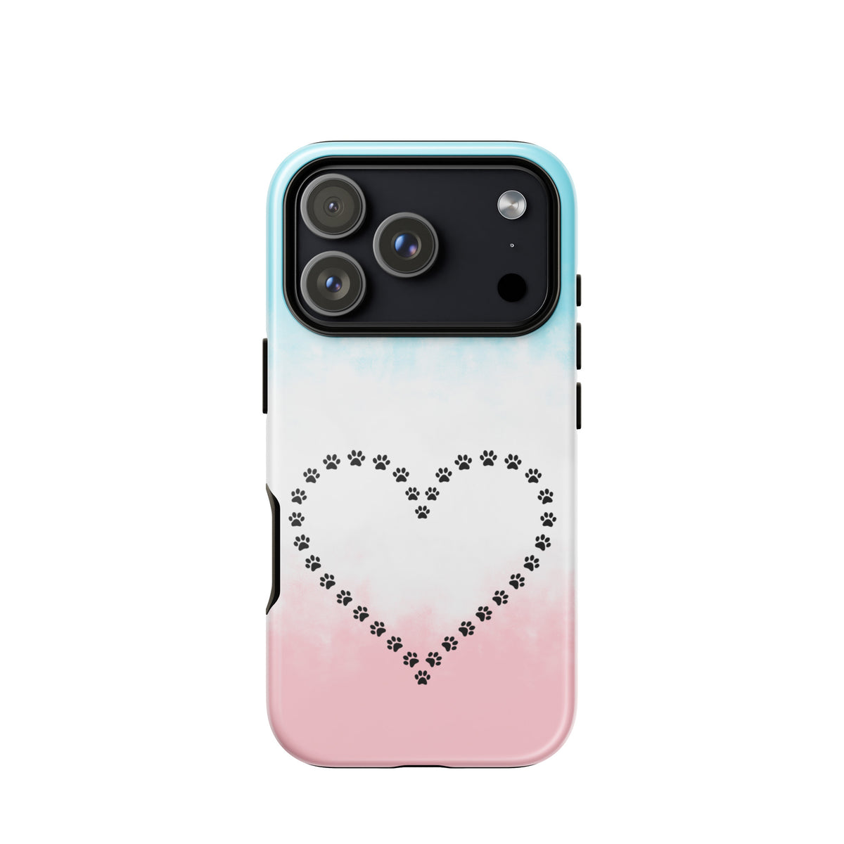 Phone Case for iPhone with cute paw print heart design for pet lovers, featuring durable protection and playful charm for animal enthusiasts.