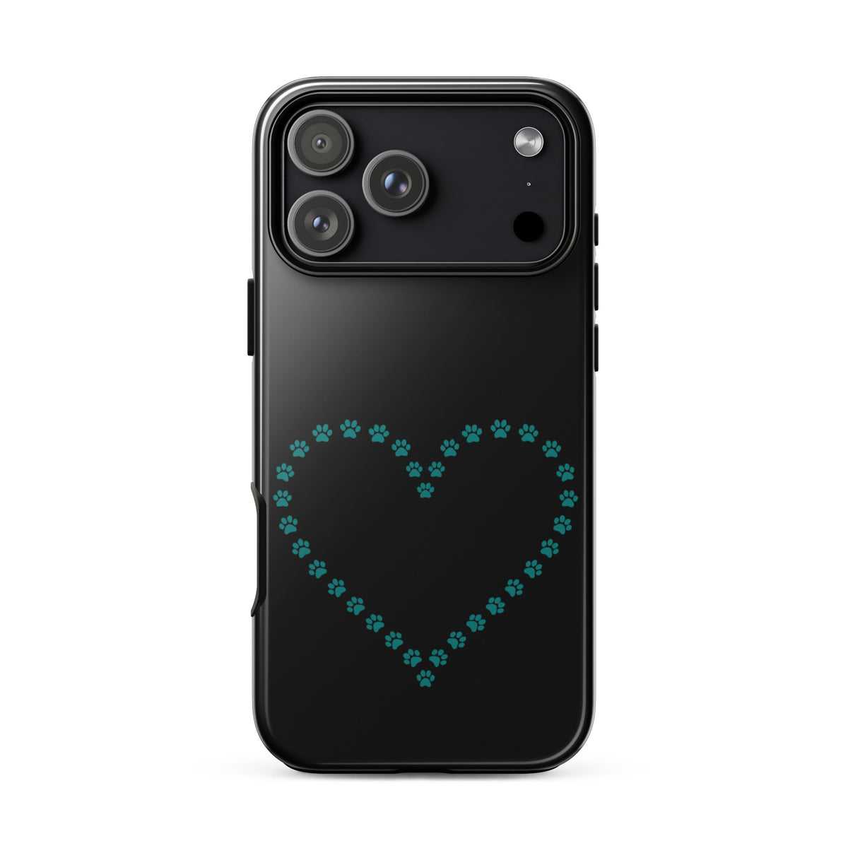 Phone Case with cute paw print heart design for pet lovers, perfect for iPhone users who adore cats and dogs.