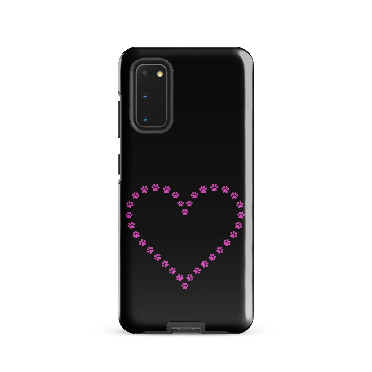 Phone Case for Samsung Galaxy with black and pink paw print heart design, perfect for pet lovers. Ideal pet-themed Phone Case.