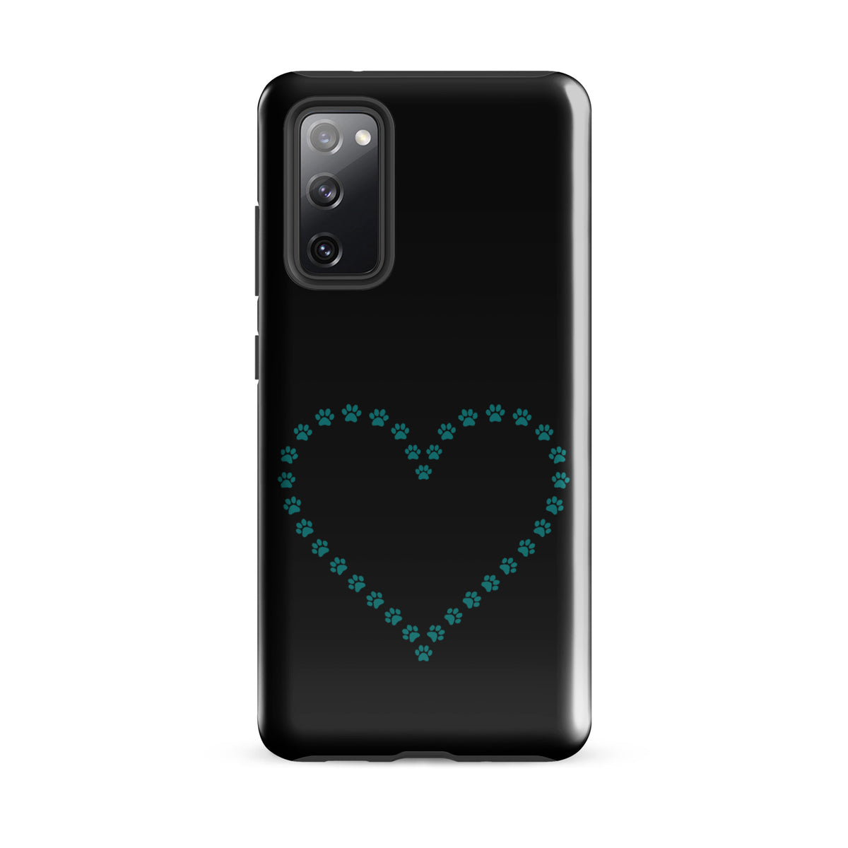 Phone Case for Samsung Galaxy with teal paw print heart design, perfect for pet lovers seeking style and protection.