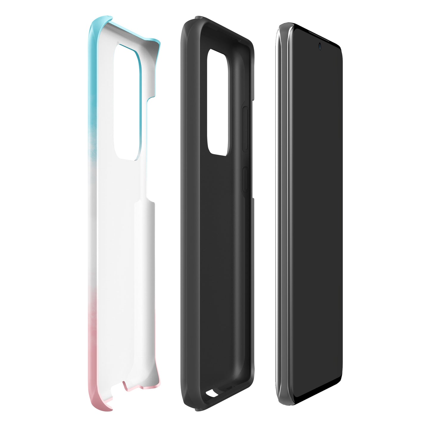 Phone Case for Samsung Galaxy with paw print heart design in blue, white, and pink, featuring durable protection for pet lovers.