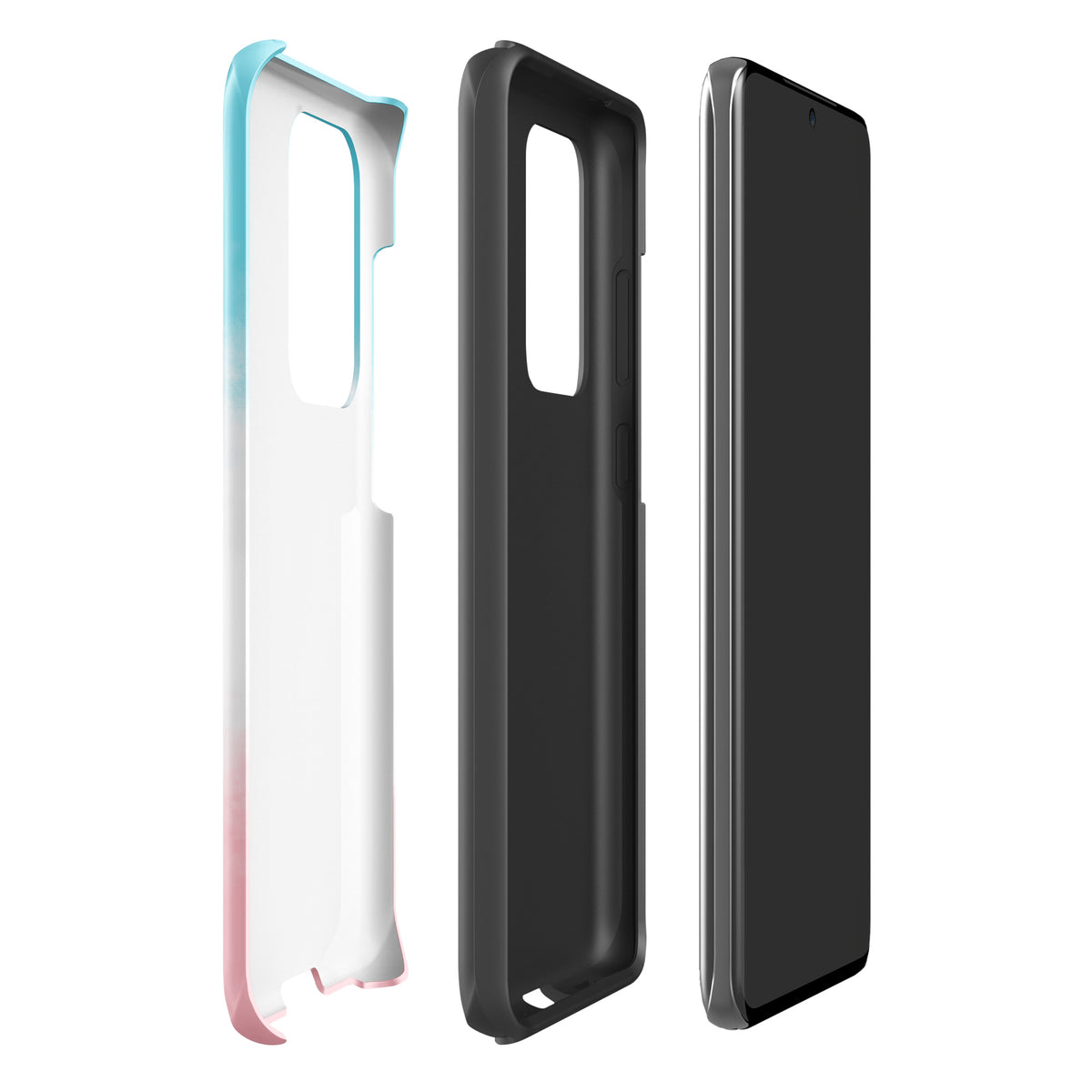 Phone Case for Samsung Galaxy with paw print heart design in blue, white, and pink, featuring durable protection for pet lovers.