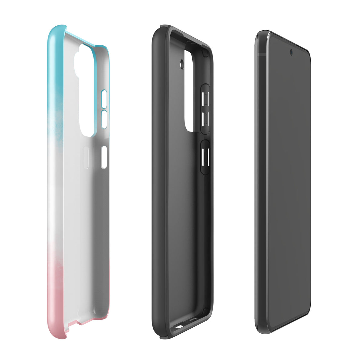 Phone Case for Samsung Galaxy with paw print heart design in blue, white, pink colors, showcasing playful charm and durability for pet lovers.