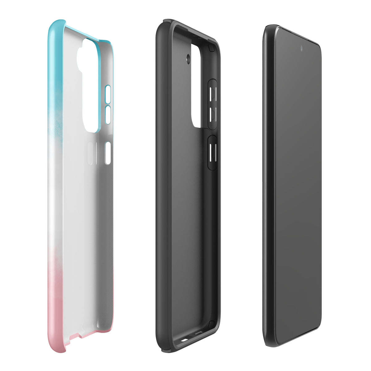 Phone Case for Samsung Galaxy with paw print heart design in blue, white, and pink, ideal for pet lovers seeking stylish protection.