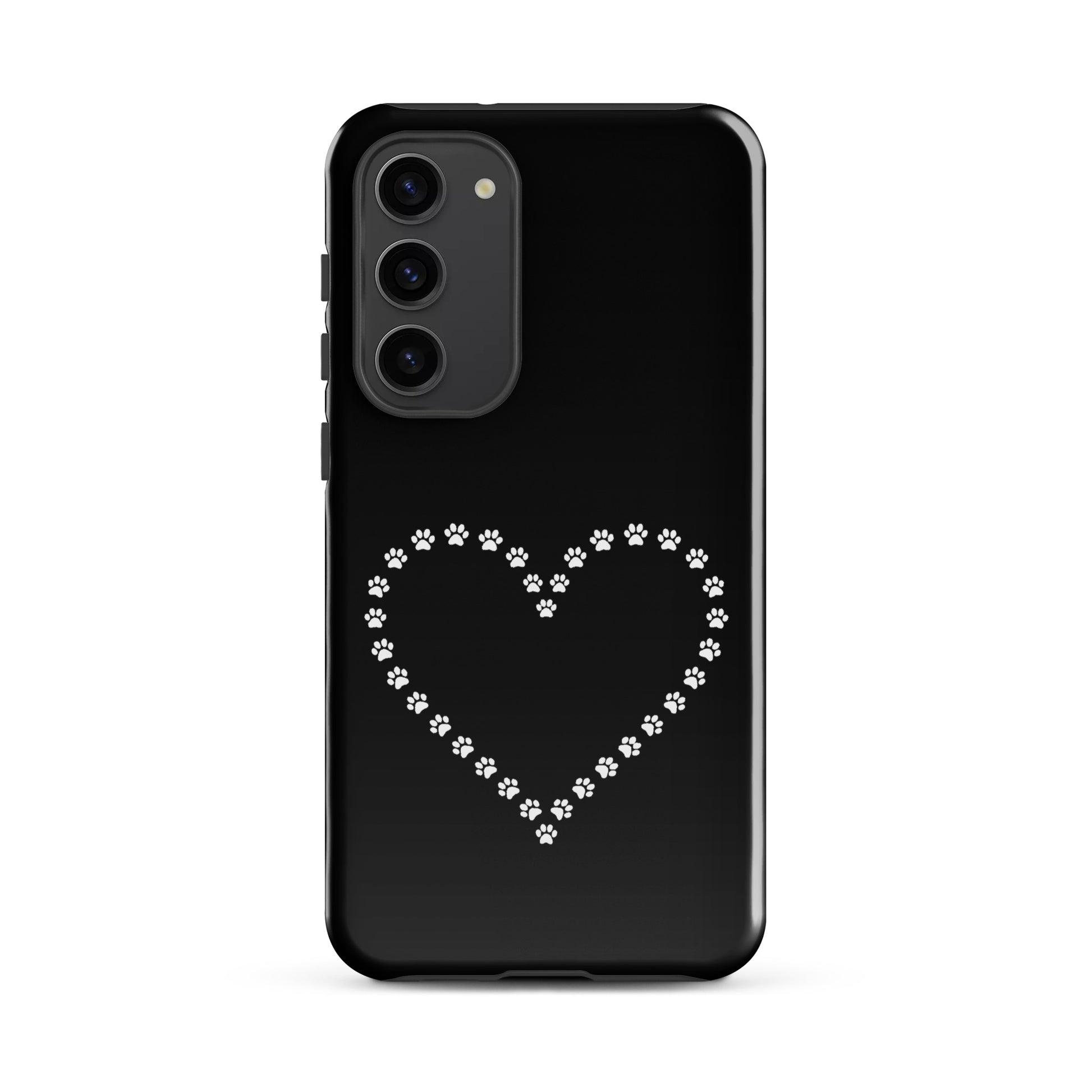 Phone Case for Samsung Galaxy with black and white paw print heart design for pet lovers