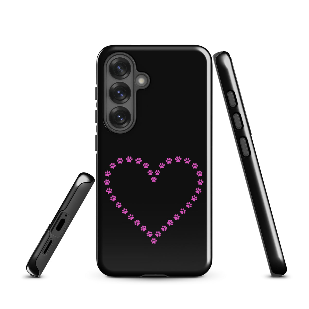 Phone Case for Samsung Galaxy with pink paw print heart design, perfect for pet lovers, blending style and durability.