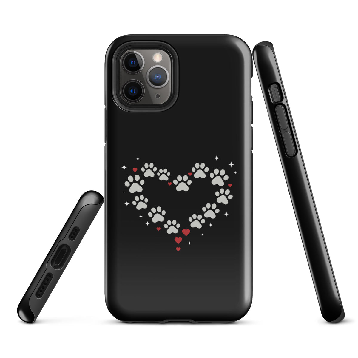 Phone Case with paw-print heart design for iPhone, perfect for stylish pet lovers seeking luxury protection.