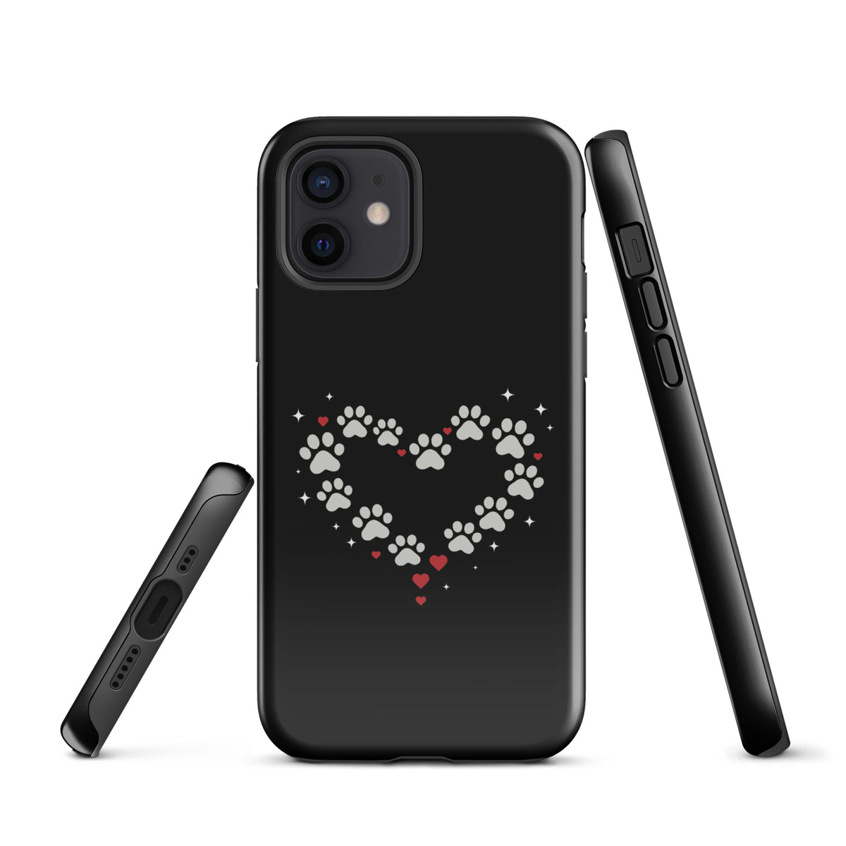 Phone Case with paw-print heart design for iPhone, perfect for stylish pet lovers.