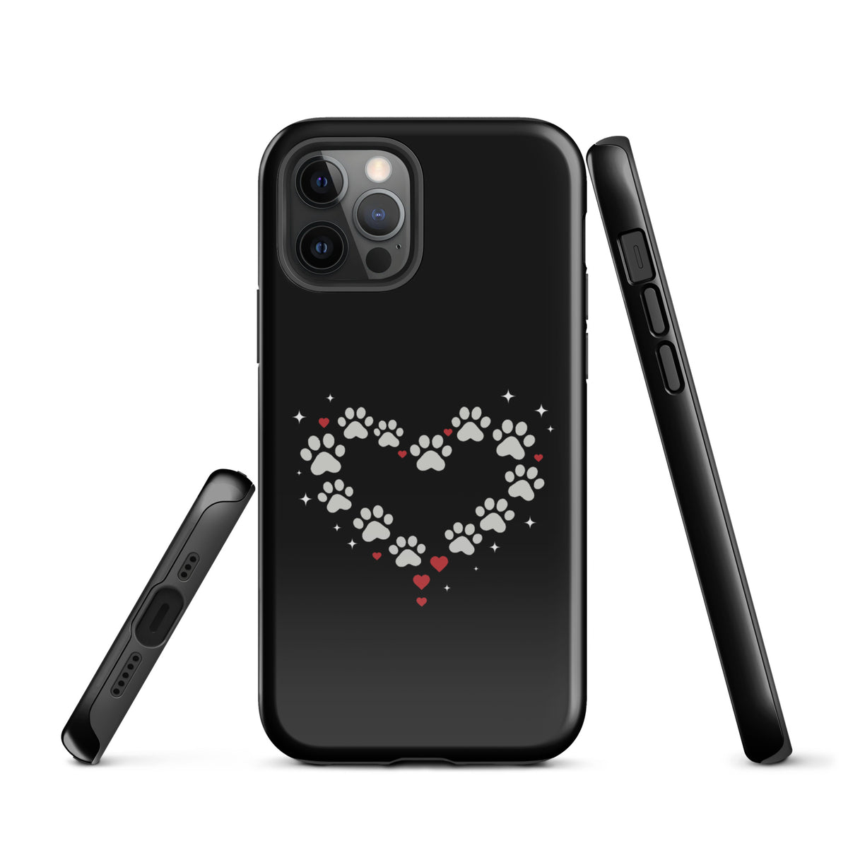 Phone Case for iPhone with paw-print heart design, perfect for stylish pet lovers looking for charm and luxury protection