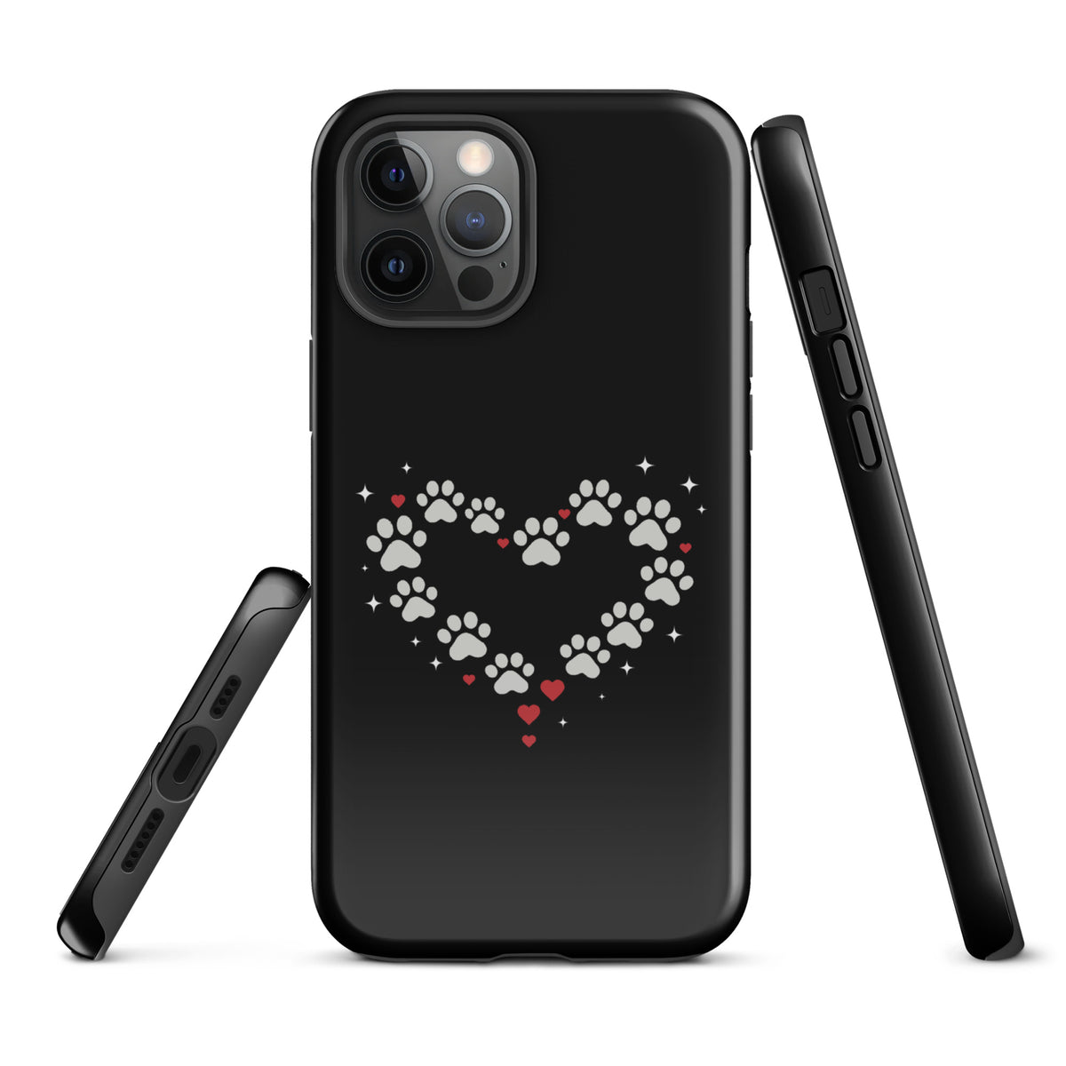 Phone Case for iPhone with paw‑print heart design, perfect for stylish pet lovers seeking charm and luxury protection.