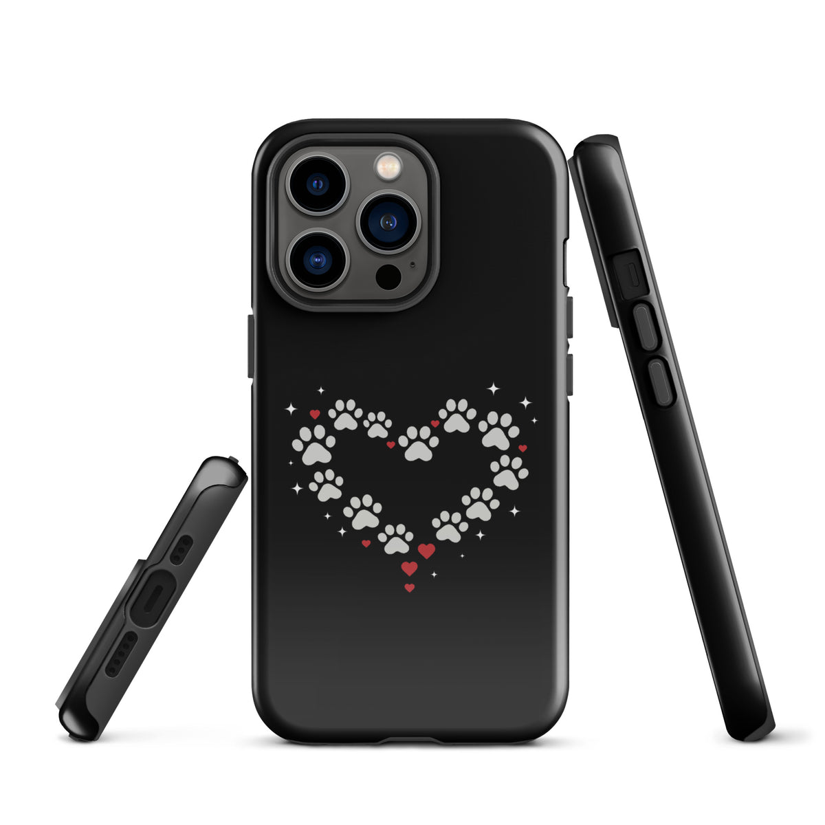 Phone Case for iPhone with paw-print heart design, perfect for pet lovers, offers stylish protection with luxury feel.