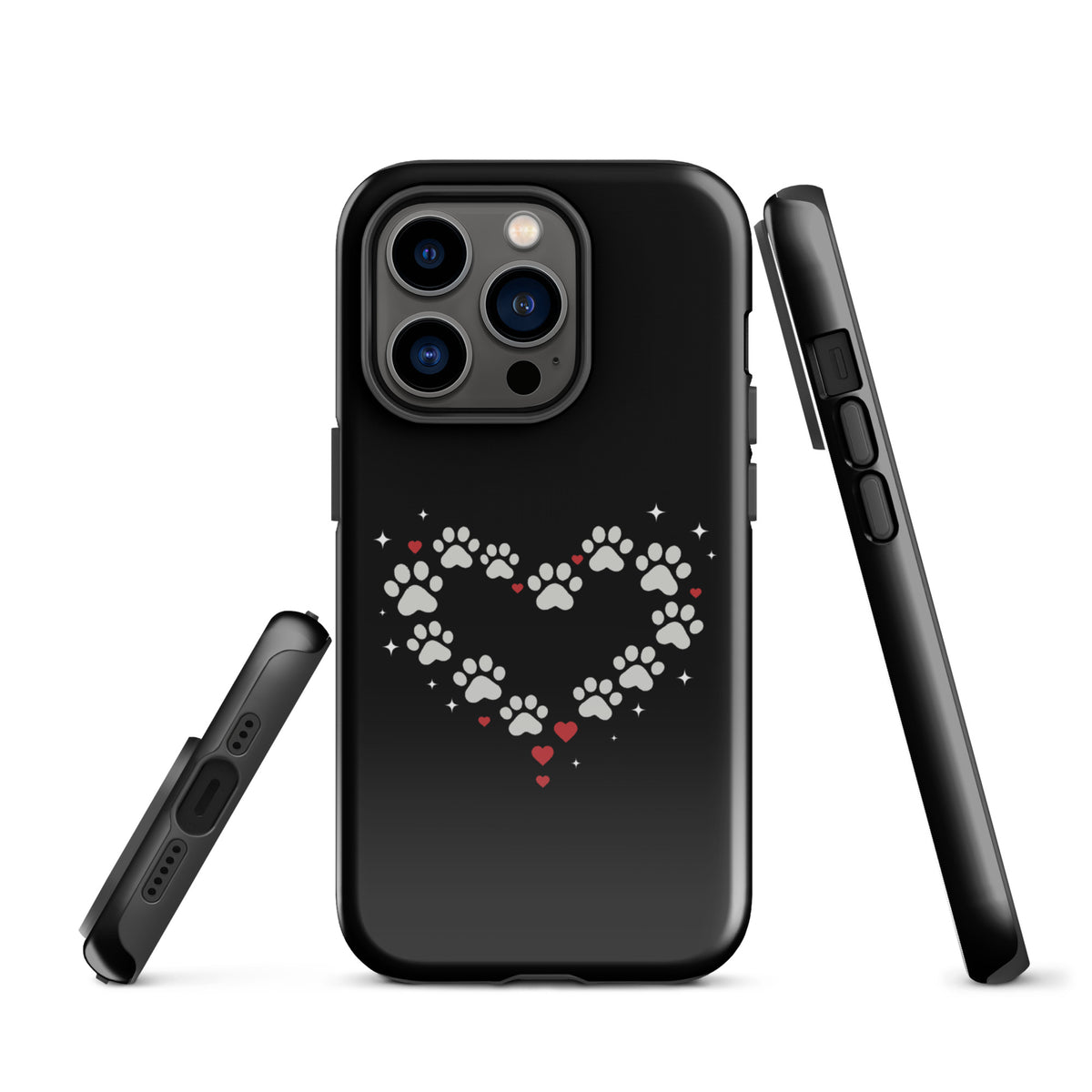 Phone Case for iPhone with paw-print heart design, perfect for stylish pet lovers seeking luxury and charm.