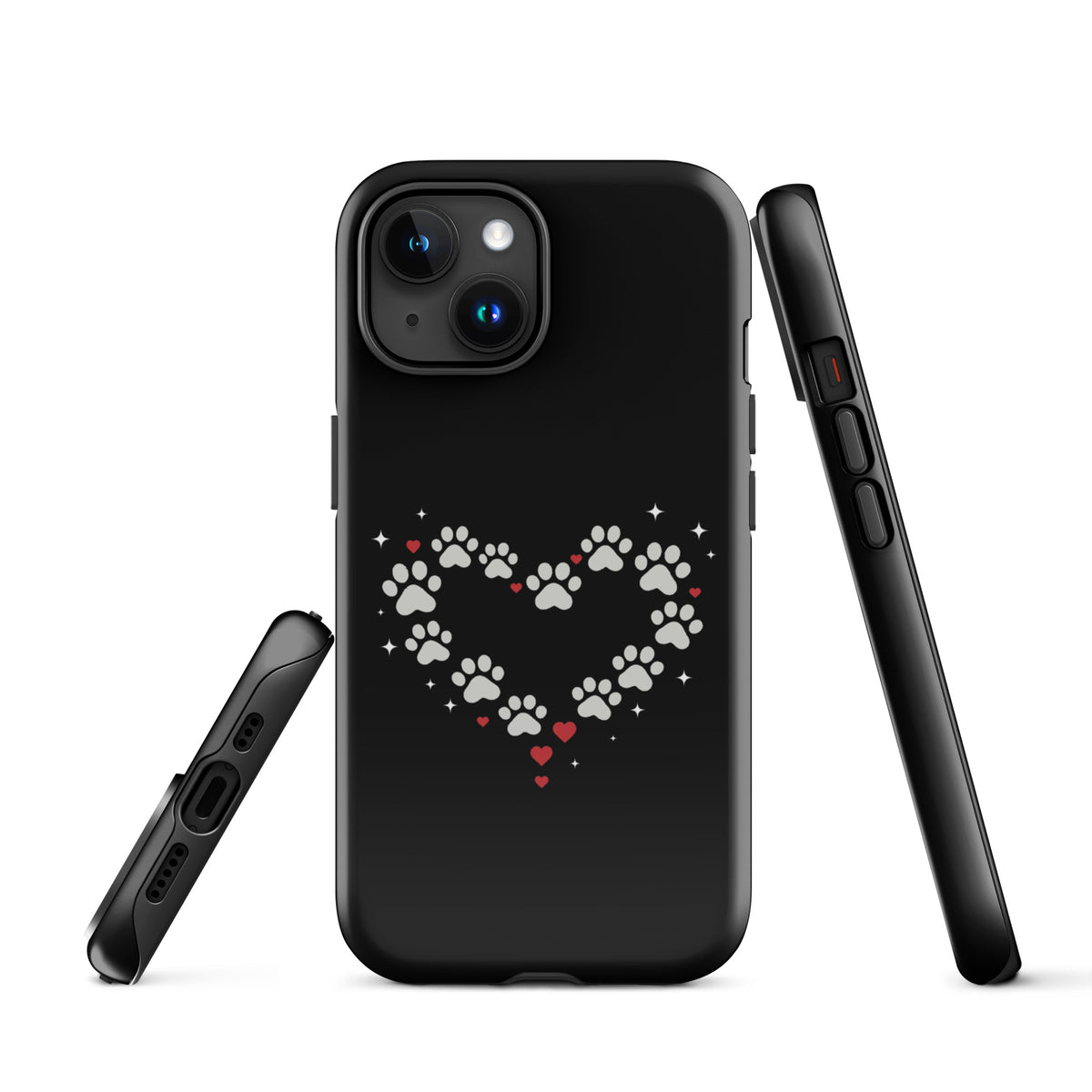Phone Case with paw-print heart design for iPhone, perfect for stylish pet lovers seeking charm and protection.