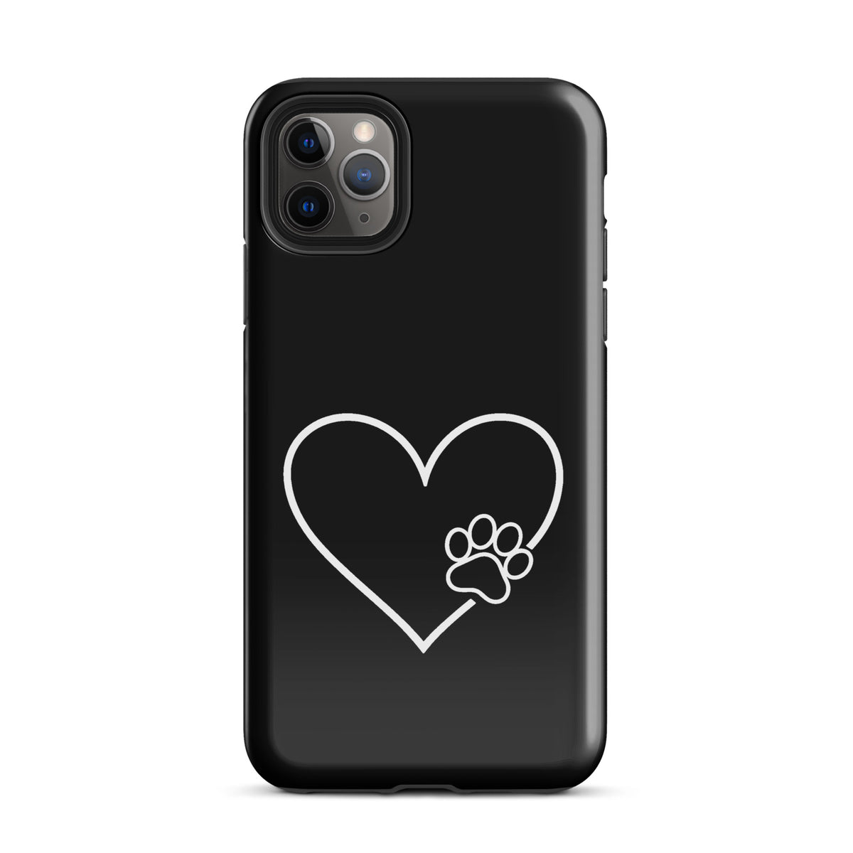 Phone Case for iPhone with heart and paw print design in black and white, perfect for stylish pet fans.