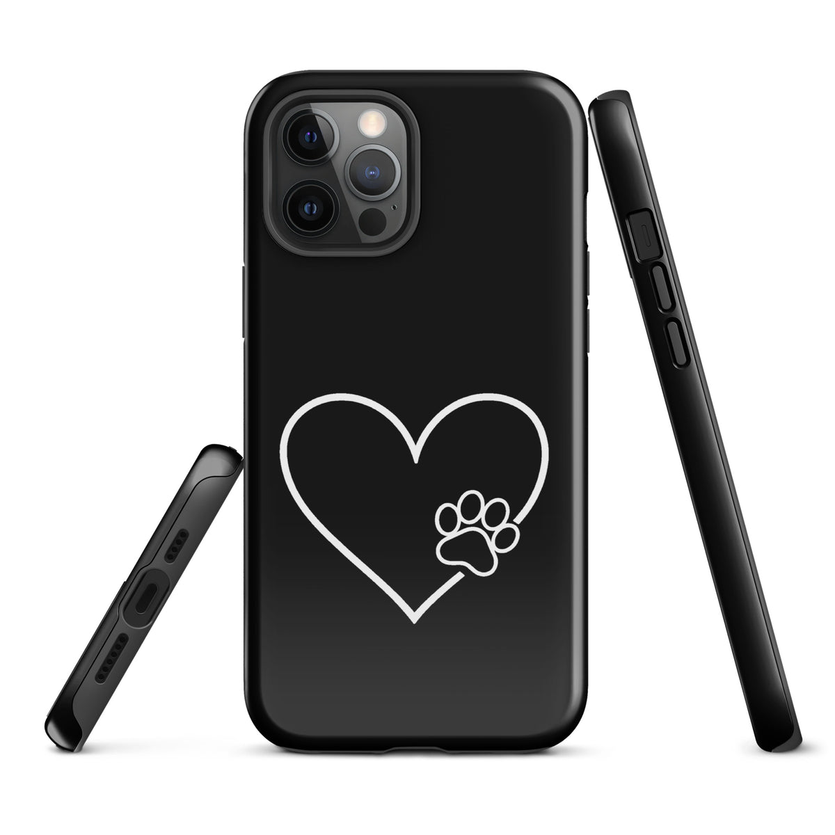Phone Case for iPhone with heart and paw print design, perfect for pet lovers. Elegant protection, minimalist style for dog and cat enthusiasts.