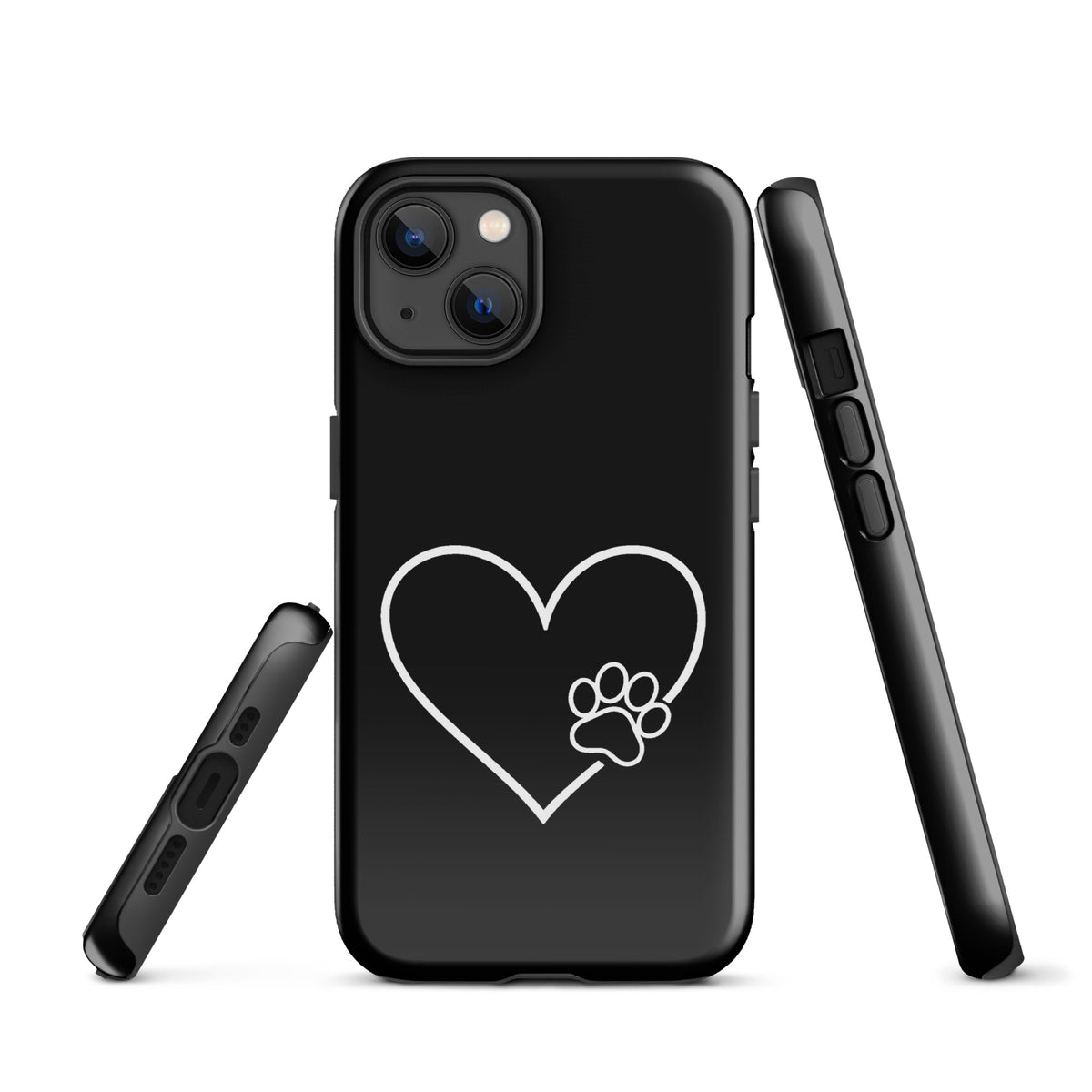 Phone Case for iPhone featuring elegant heart and paw print design for pet lovers, offering stylish and protective tech accessory.