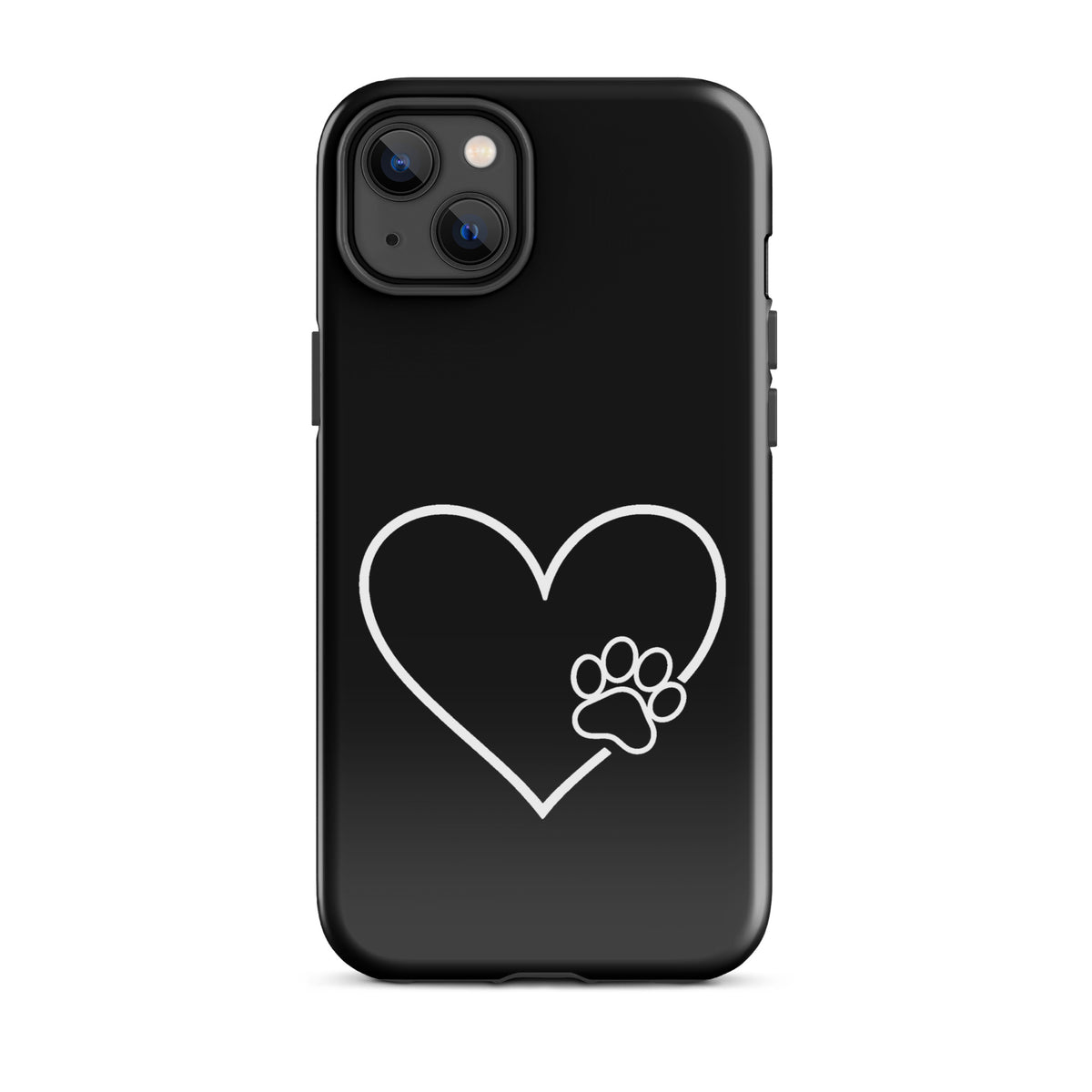 Phone Case for iPhone with white heart and paw print design for pet lovers, offering stylish protection.